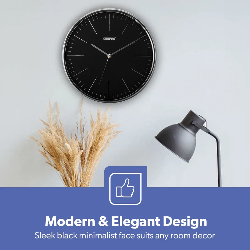 Geepas GWC26012 Wall Clock| Modern Design with 3D Silver Dial, Glass Cover & Electronic Plating Effect| Stylish & Durable Design Wall Clock for Home or Office| - Image 3