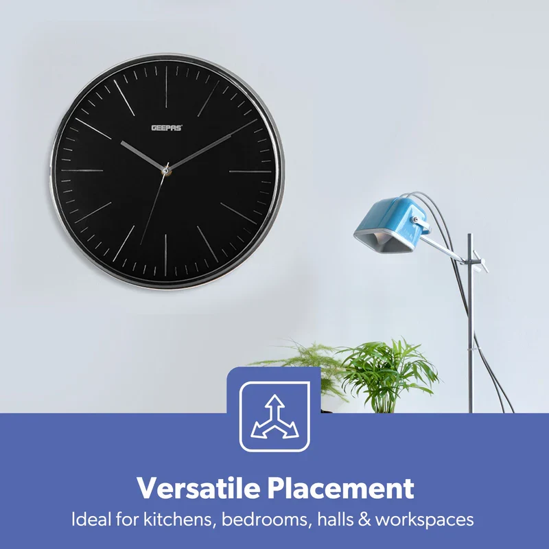 Geepas GWC26012 Wall Clock| Modern Design with 3D Silver Dial, Glass Cover & Electronic Plating Effect| Stylish & Durable Design Wall Clock for Home or Office| - Image 4