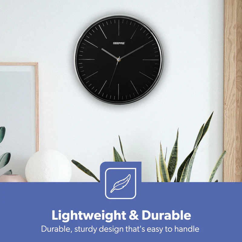 Geepas GWC26012 Wall Clock| Modern Design with 3D Silver Dial, Glass Cover & Electronic Plating Effect| Stylish & Durable Design Wall Clock for Home or Office| - Image 5