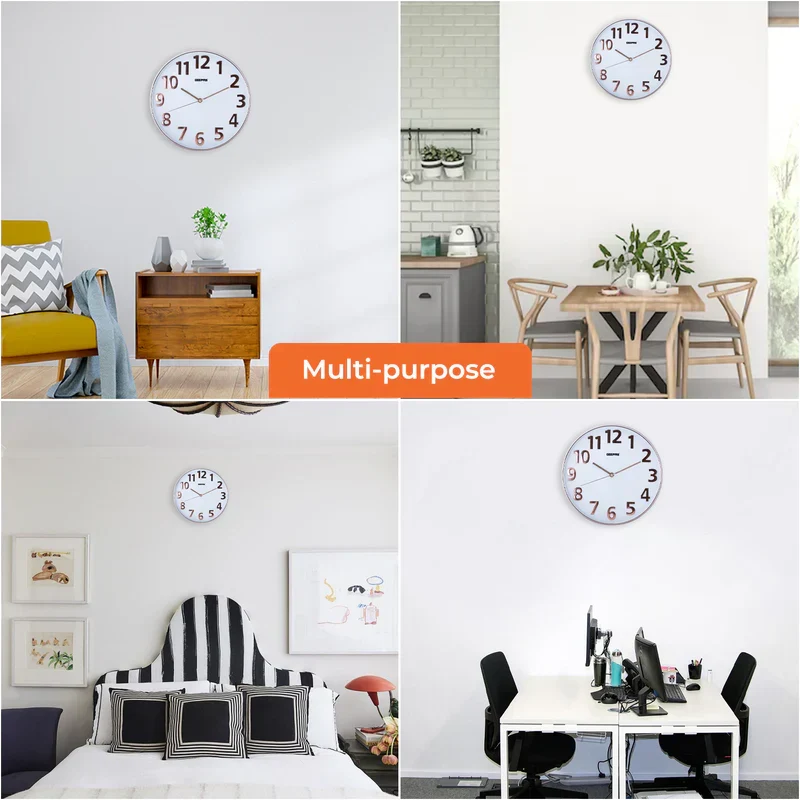 Geepas GWC26013 Wall Clock| Stylish 3D Rose Gold Dial with Glass Cover & Electronic Plating Effect| Durable Design, Precise Timekeeping & Ideal for Home & Office| - Image 4