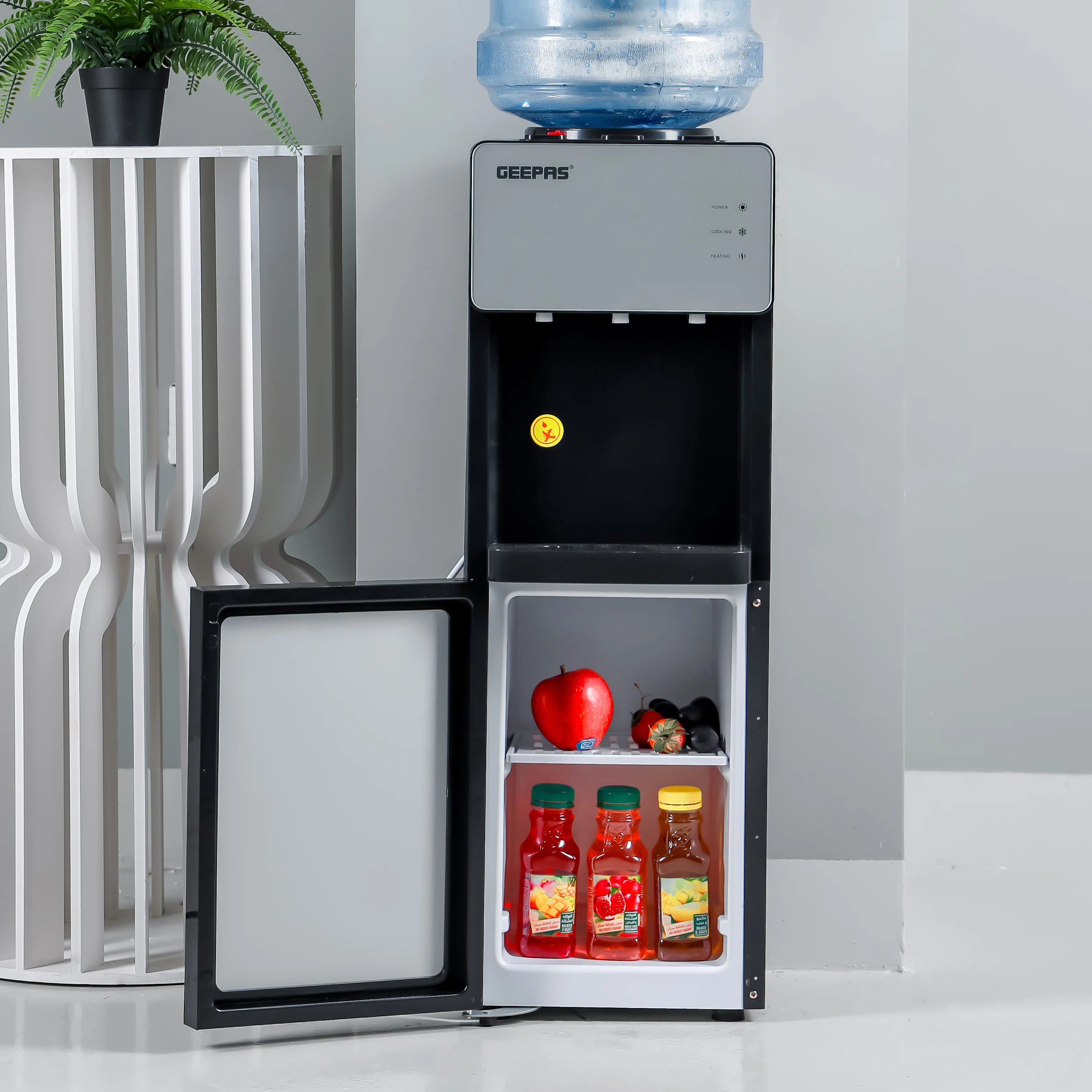 Geepas GWD17039 Water Dispenser with Cabinet | Hot, Cold & Normal Water | Stainless Steel Water Tank| Low-Noise Compressor| Child Lock & Bottom Storage for Home & Office - Image 6