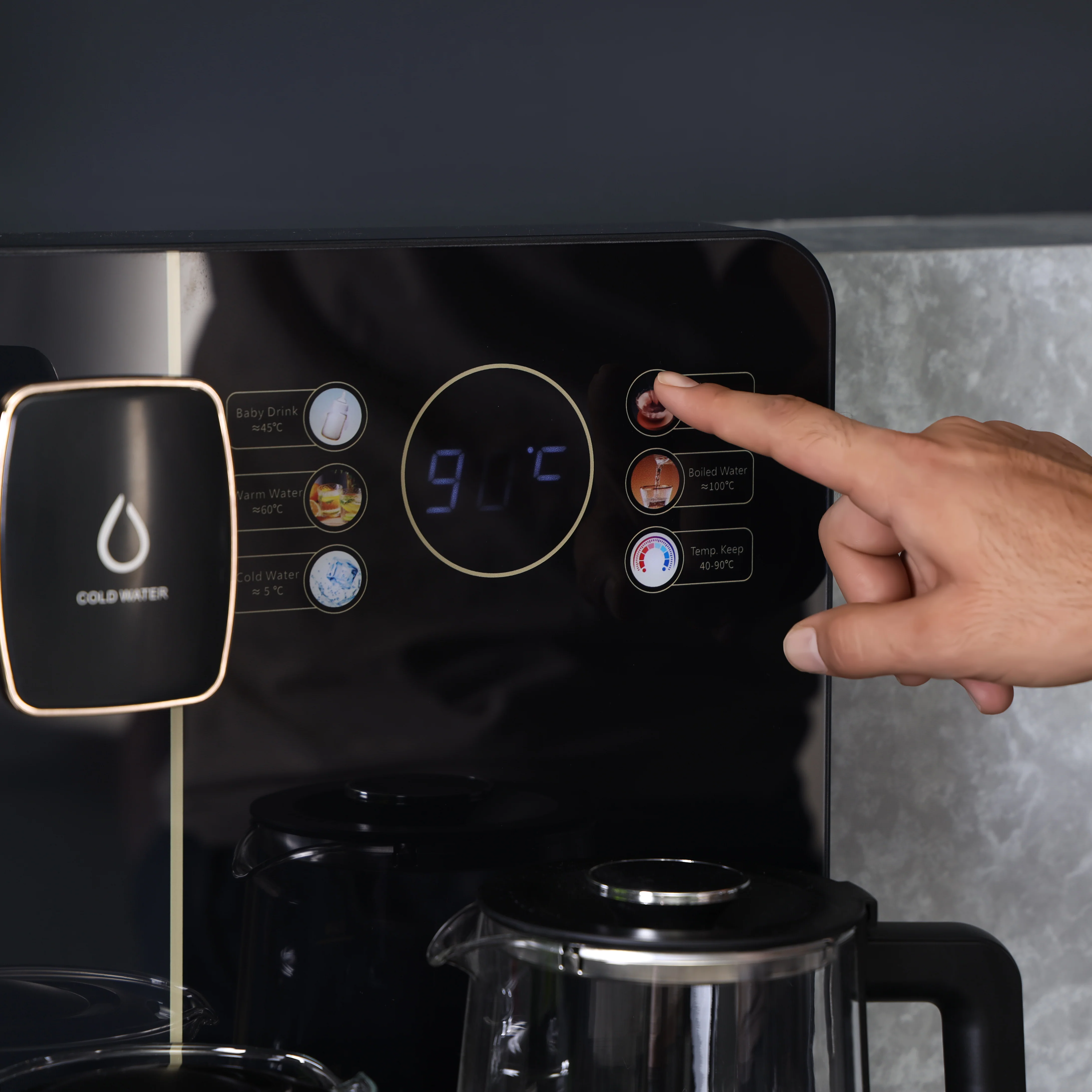 Geepas GWD17041 Multifunction Water Bar with touchscreen display, stainless steel tank, hot & cold water, integrated tea maker, and bottom-loading design. Ideal for home or office - Image 6