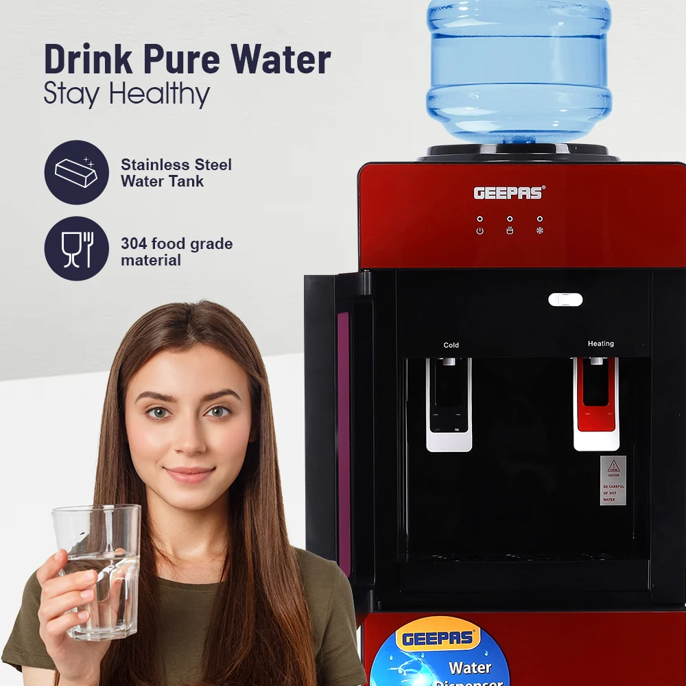 Geepas GWD8343 Hot & Cold-Water Dispenser | features compressor cooling and a stainless-steel water tank| storage cabinet, dual taps, and fast water dispensing| - Image 5