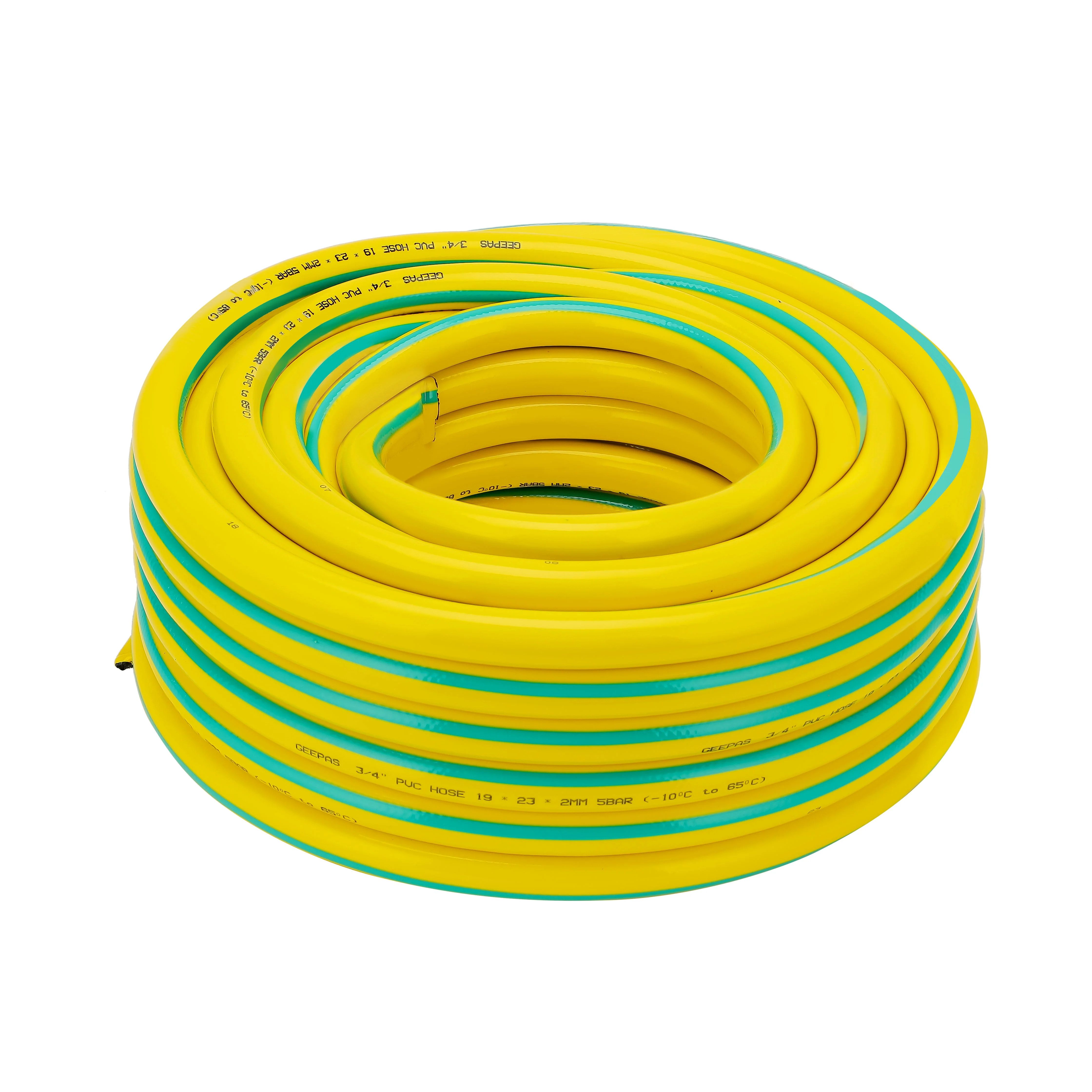 Geepas 3/4 PVC Hose- GWH61155| 25 M, 3-Layer Construction with High Flexibility| Suitable for 5 Bar Pressure, Heat Resistance -10–65 °C| Yellow and green, 1 Year Warranty - Image 2