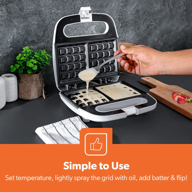 Geepas GWM676 Waffle Maker| 750W Power, Non-Stick Cooking Plates & Dual Indicator Lights| Durable Build, Cool-Touch Handle, Overheat Protection & Easy to Clean| - Image 6