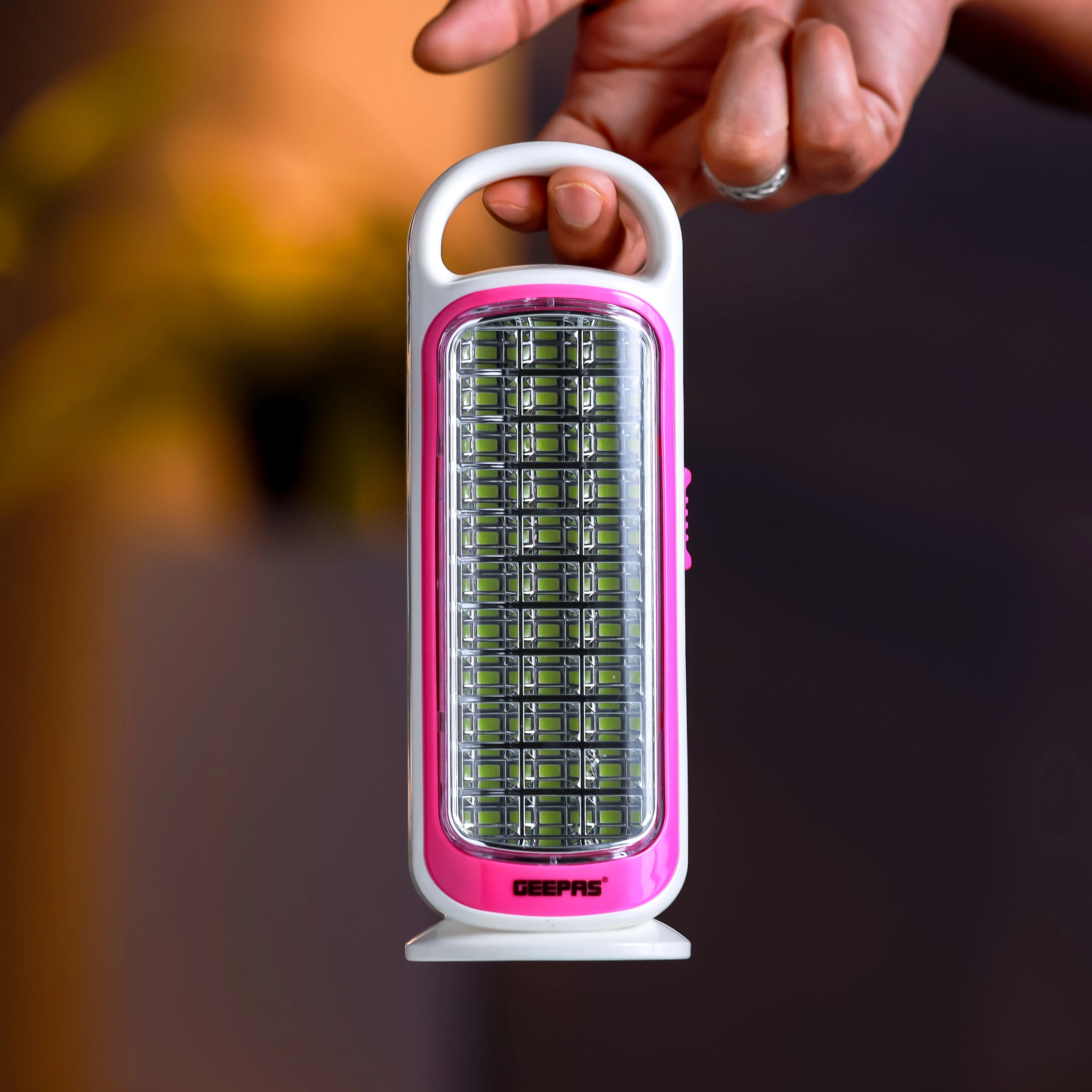 Geepas LED Emergency Lantern with Solar Panel- GE53034| Energy Efficient Design, 33 Pieces Hi-Power LEDs,5 Hours Working| Light-Weight | Pink and White, 2 Years Warranty - Image 4