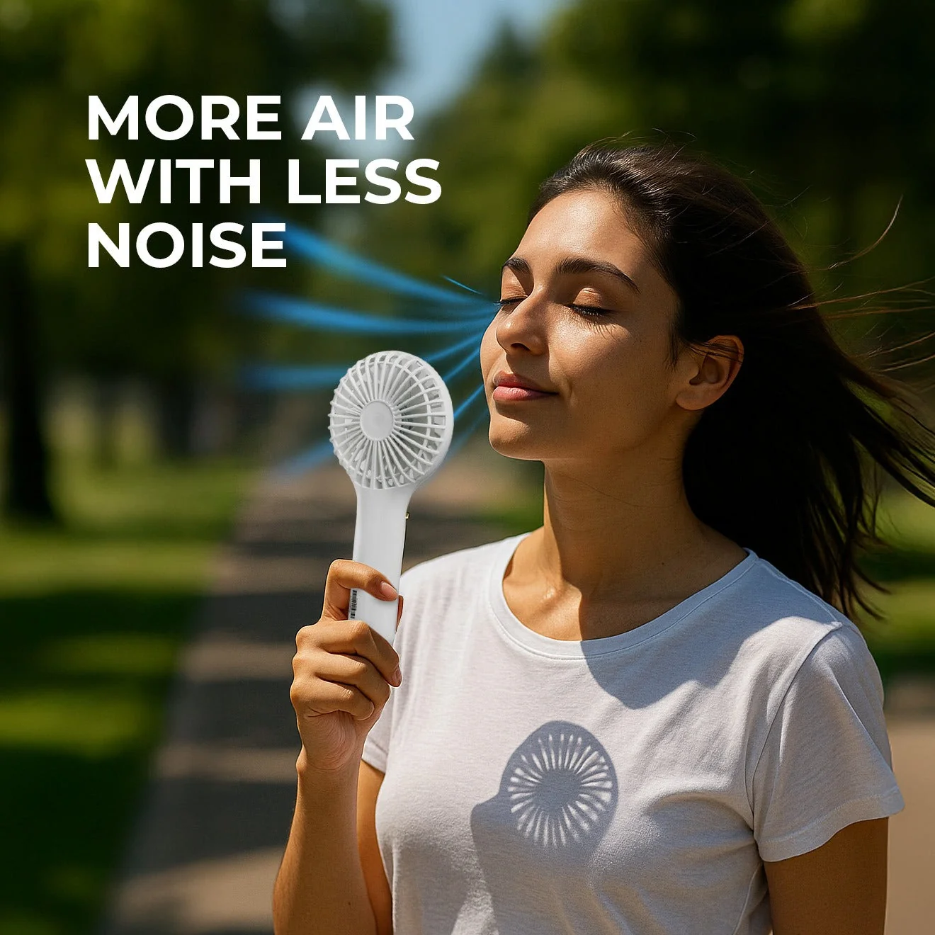 Geepas Mini Portable Handheld Fan GF21223 | 3 Speed Control, One-Button Operation, Up to 4H Runtime, Long-Lasting Rechargeable Battery, Portable Design for Travel & Home - Image 2