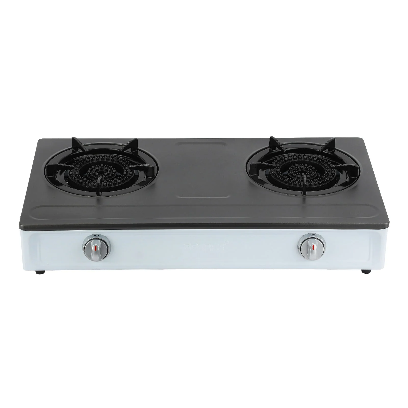 Geepas GGC31048 Stainless Steel Gas Cooker | 2 cast iron burners| auto ignition| low gas use saves 60%| heavy enamel pan support| durable| easy to clean| 2-year warranty