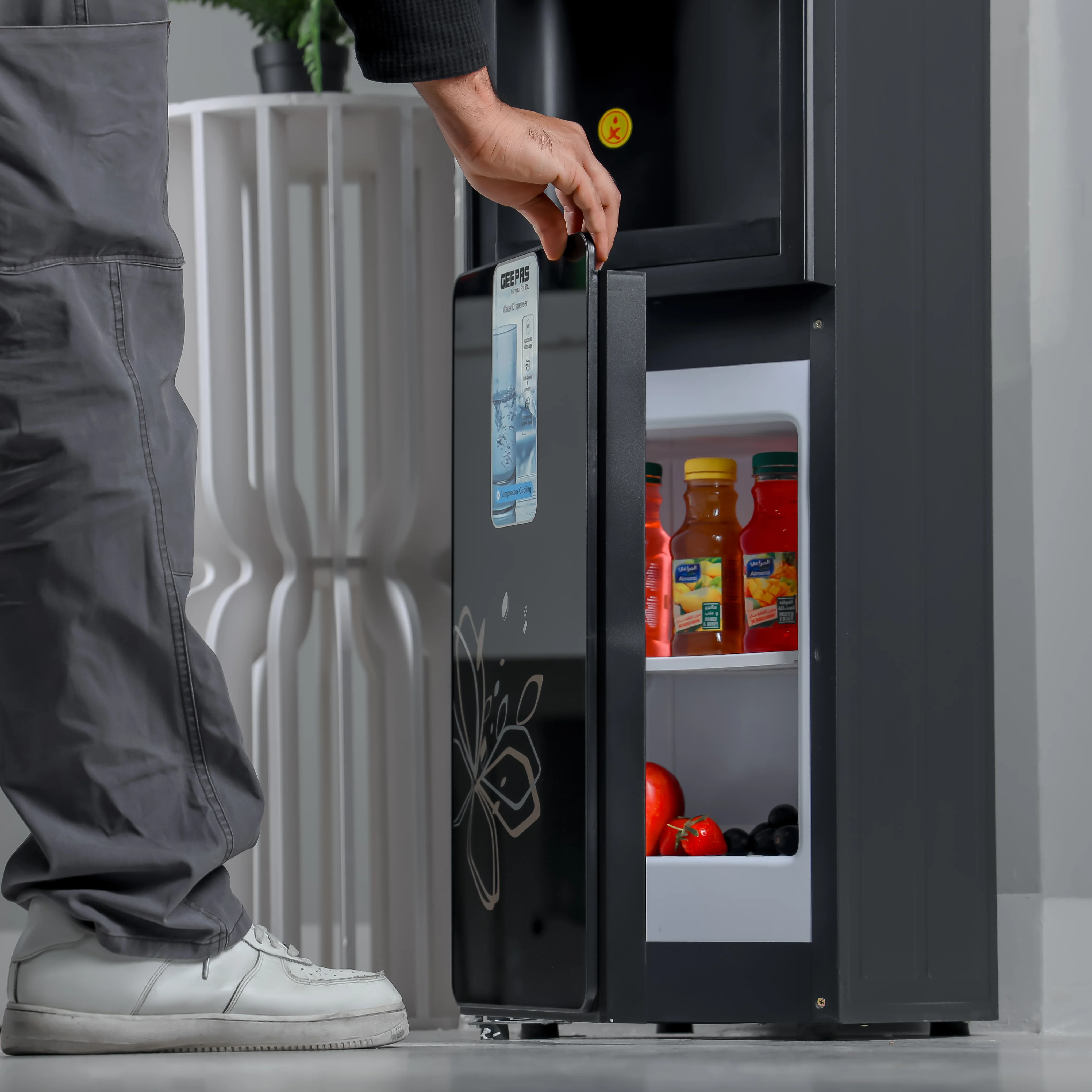 Geepas Water Dispenser with Cabinet- GWD17038/ Normal, Hot and Cold Function, and 3 Adjustable Knob Faucet/ with Safety System, Child Lock - Image 10