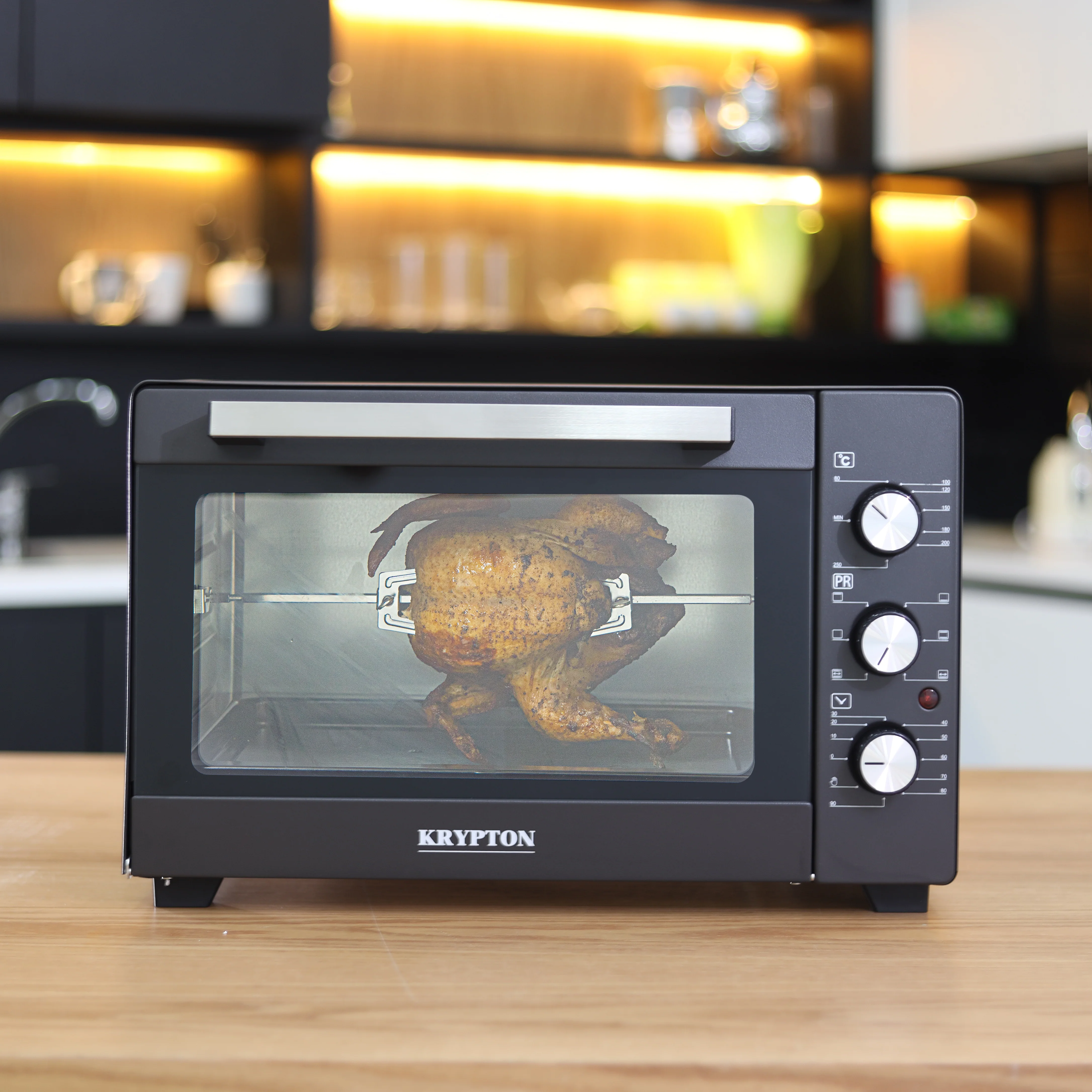 Krypton KN05324 Electric Oven with Rotisserie 30L| 1600W Power, 80–250°C Adjustable Temperature & Stainless-Steel Heating Elements| 90-Min Timer & Tempered Glass Window| - Image 3