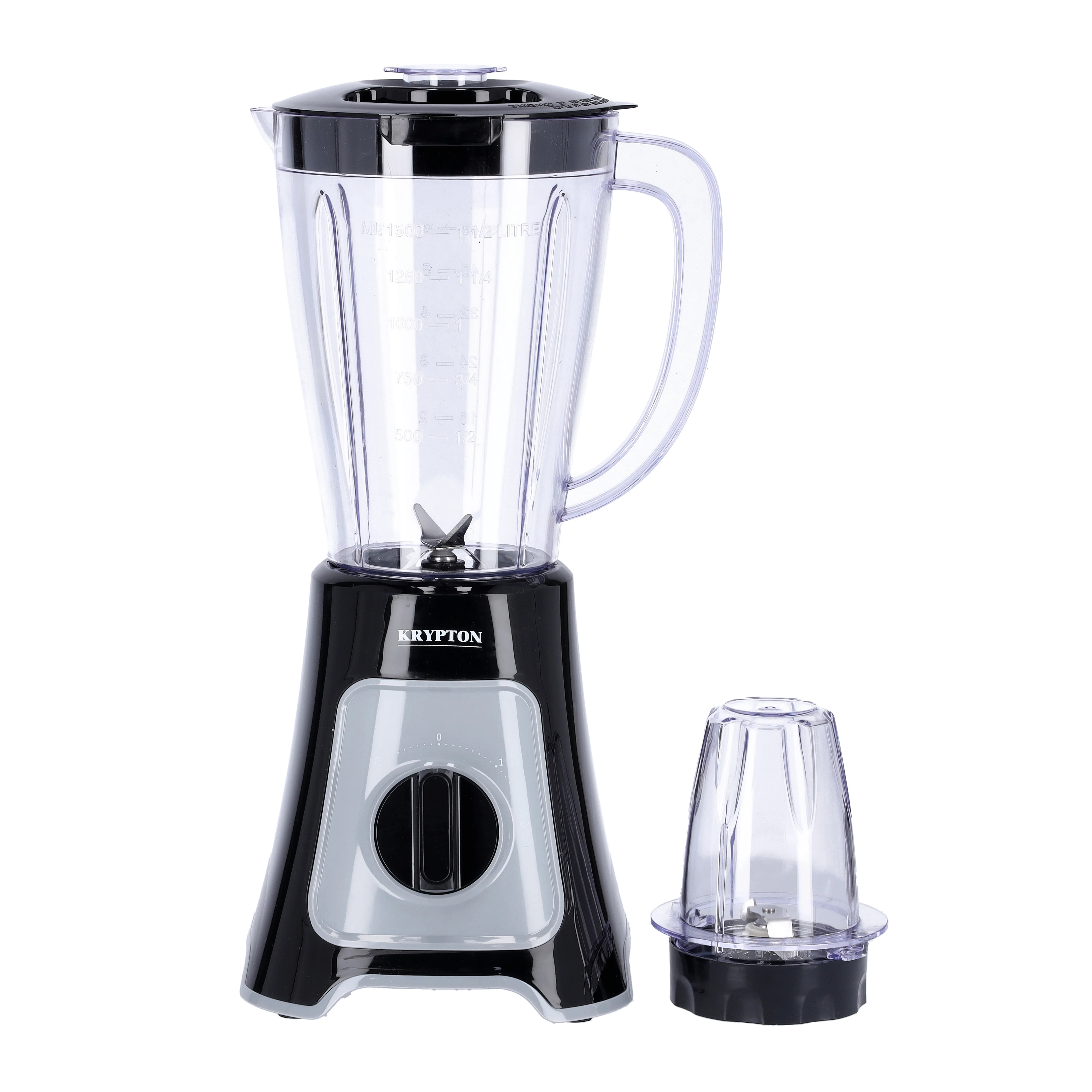Krypton KNB6125 400W 2-in-1 Blender with powerful copper motor| 1.5L jar, stainless steel blades, grinder attachment & 2 speeds with pulse for smooth blending & grinding|