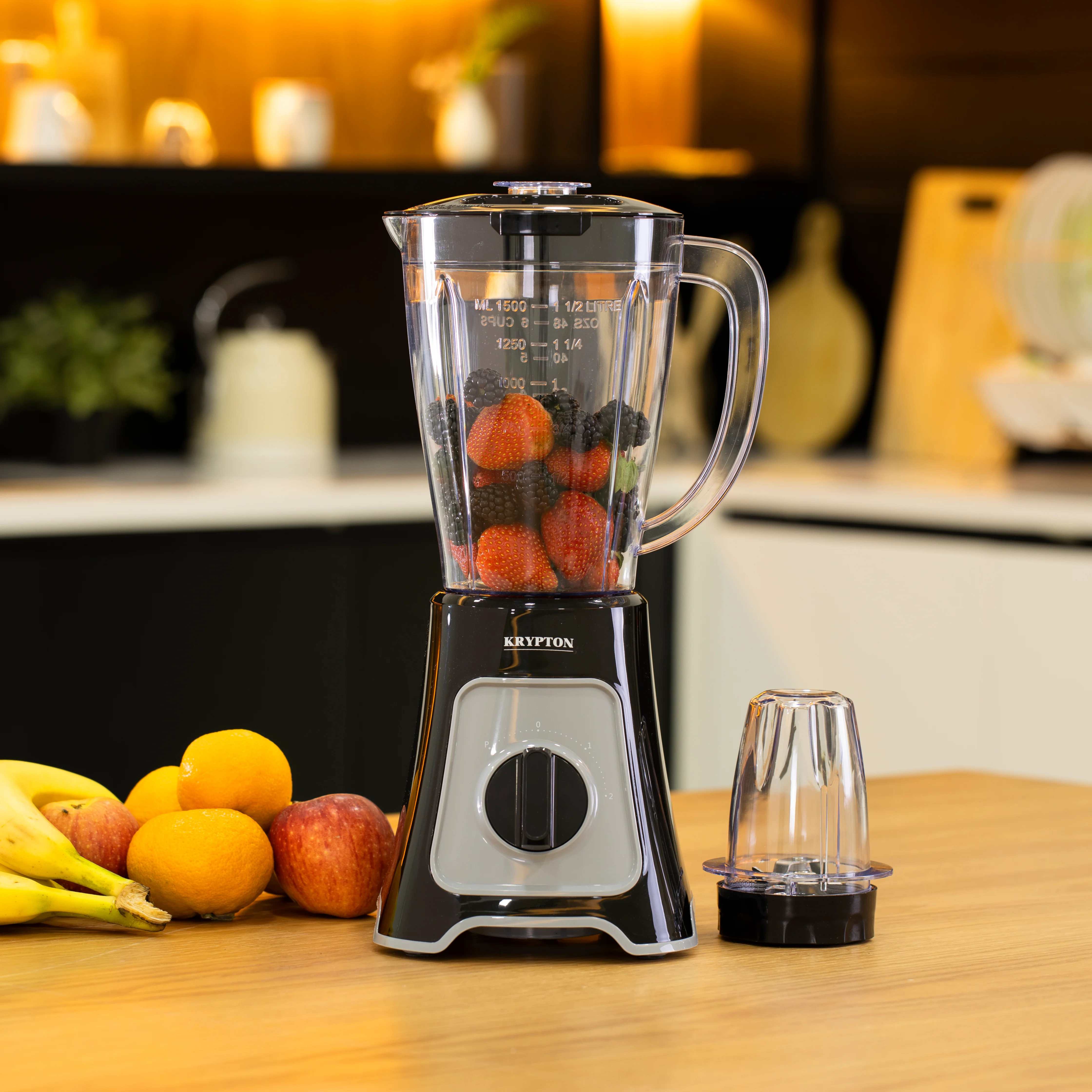 Krypton KNB6125 400W 2-in-1 Blender with powerful copper motor| 1.5L jar, stainless steel blades, grinder attachment & 2 speeds with pulse for smooth blending & grinding| - Image 2