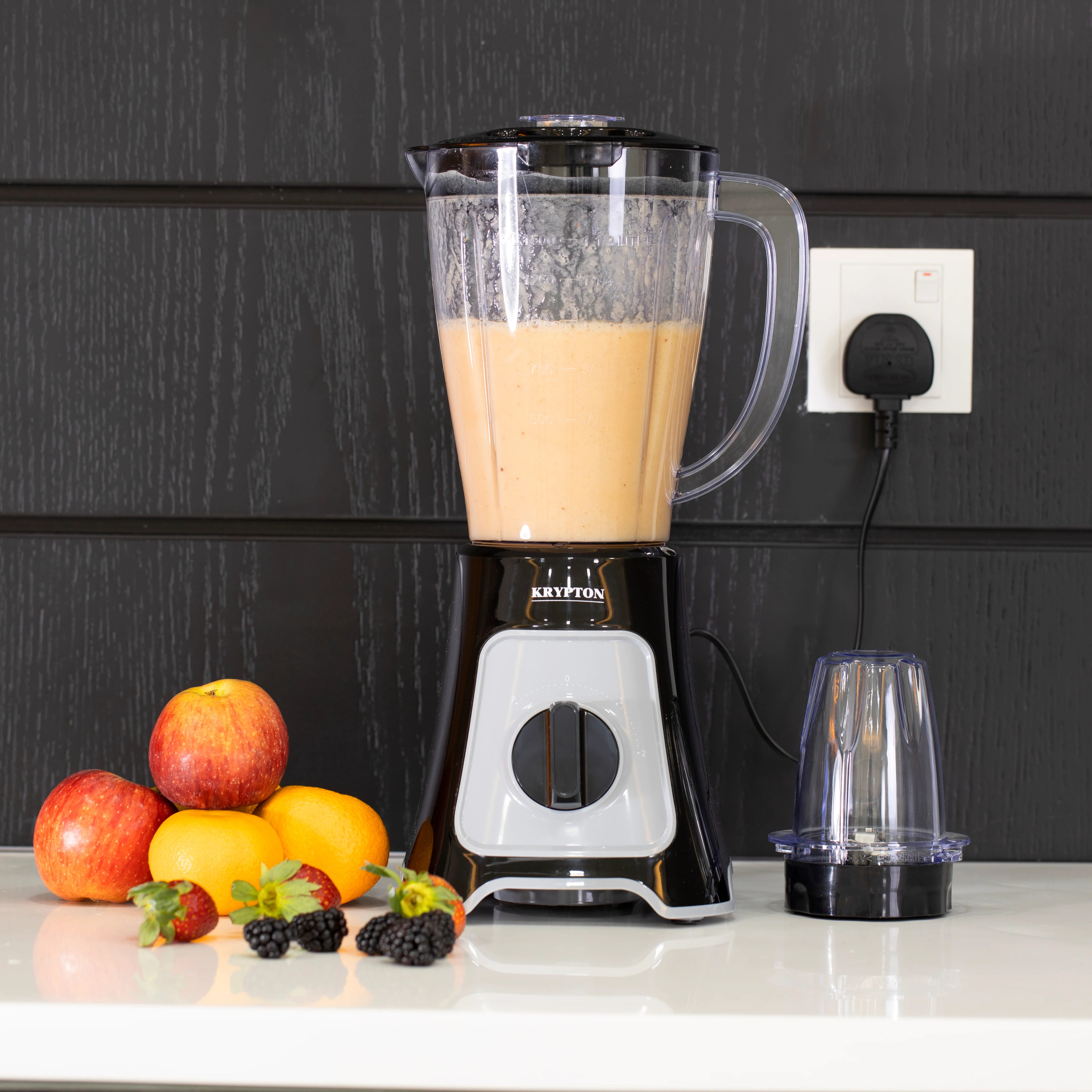 Krypton KNB6125 400W 2-in-1 Blender with powerful copper motor| 1.5L jar, stainless steel blades, grinder attachment & 2 speeds with pulse for smooth blending & grinding| - Image 3