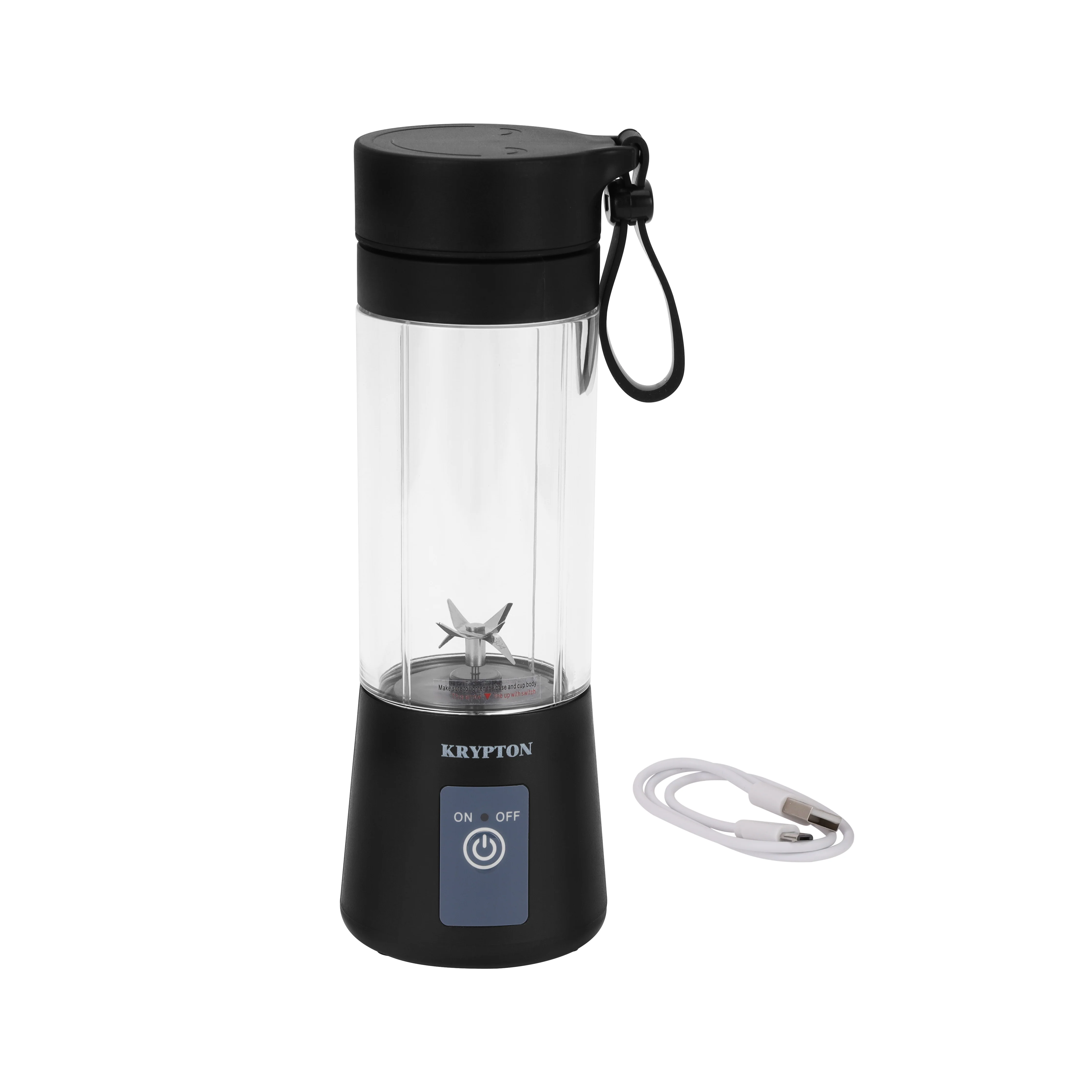 Krypton KNB6448 Rechargeable Portable Blender 330ML| Powerful 50W motor with stainless steel six-blade design and USB charging| compact, safe, and easy to clean|