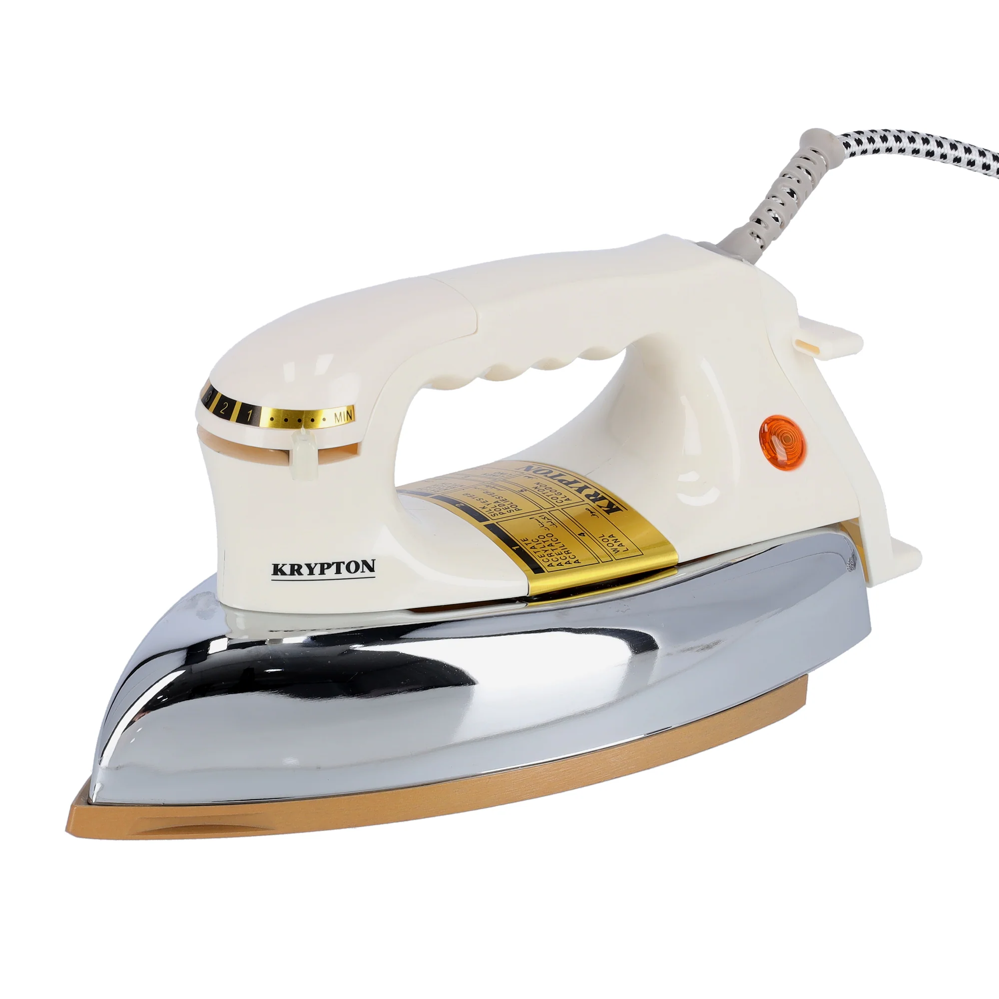 Krypton KNDI6075 1200W Automatic Dry Iron| Golden Soleplate, Auto Cut-Off and Thermostat Control| Overheat Protection for smooth ironing daily use for home use|