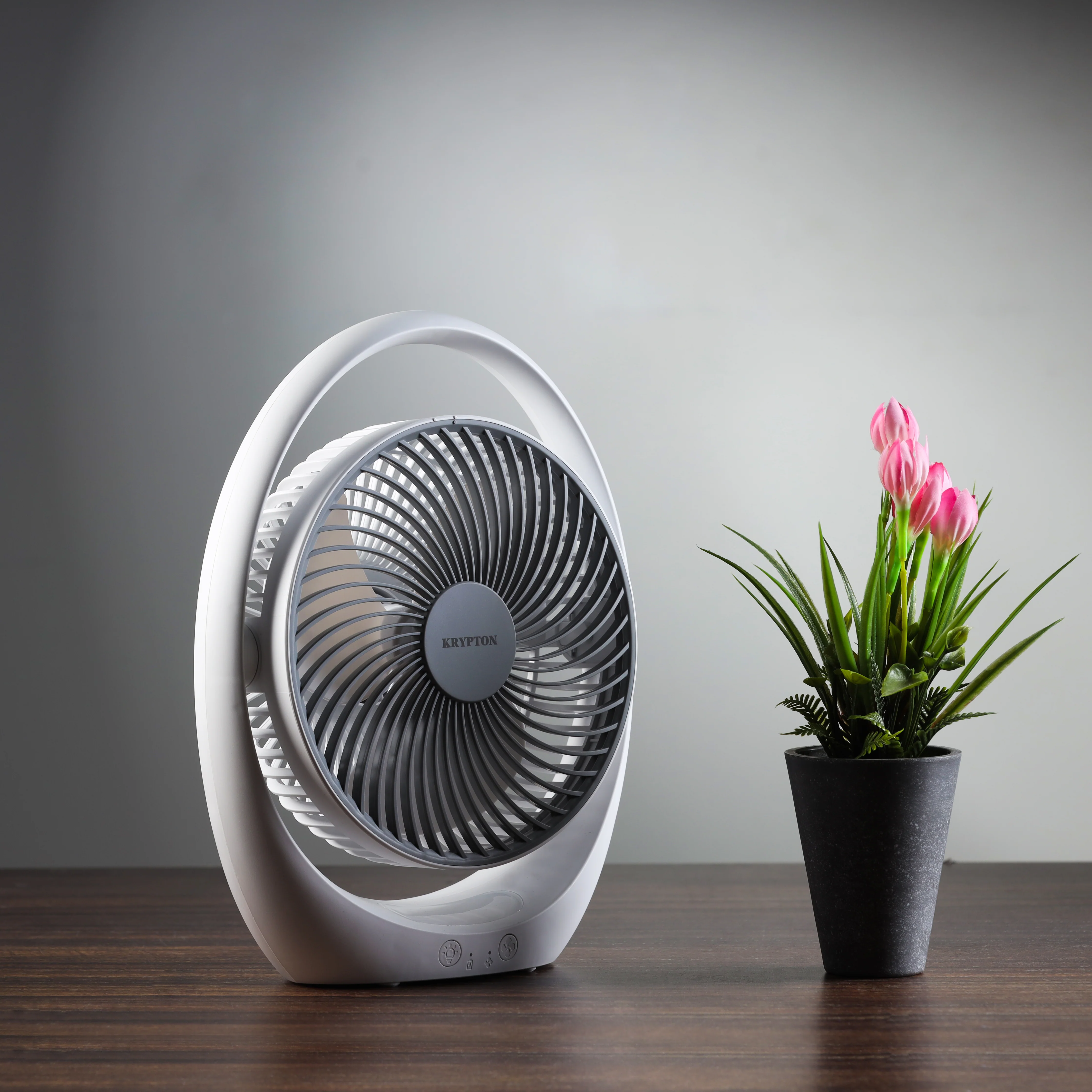 Krypton KNF6030 Rechargeable Mini Fan with LED Light| 2400mAh battery with 3 speed airflow| compact portable design & quiet cooling for home, office, travel use| - Image 3