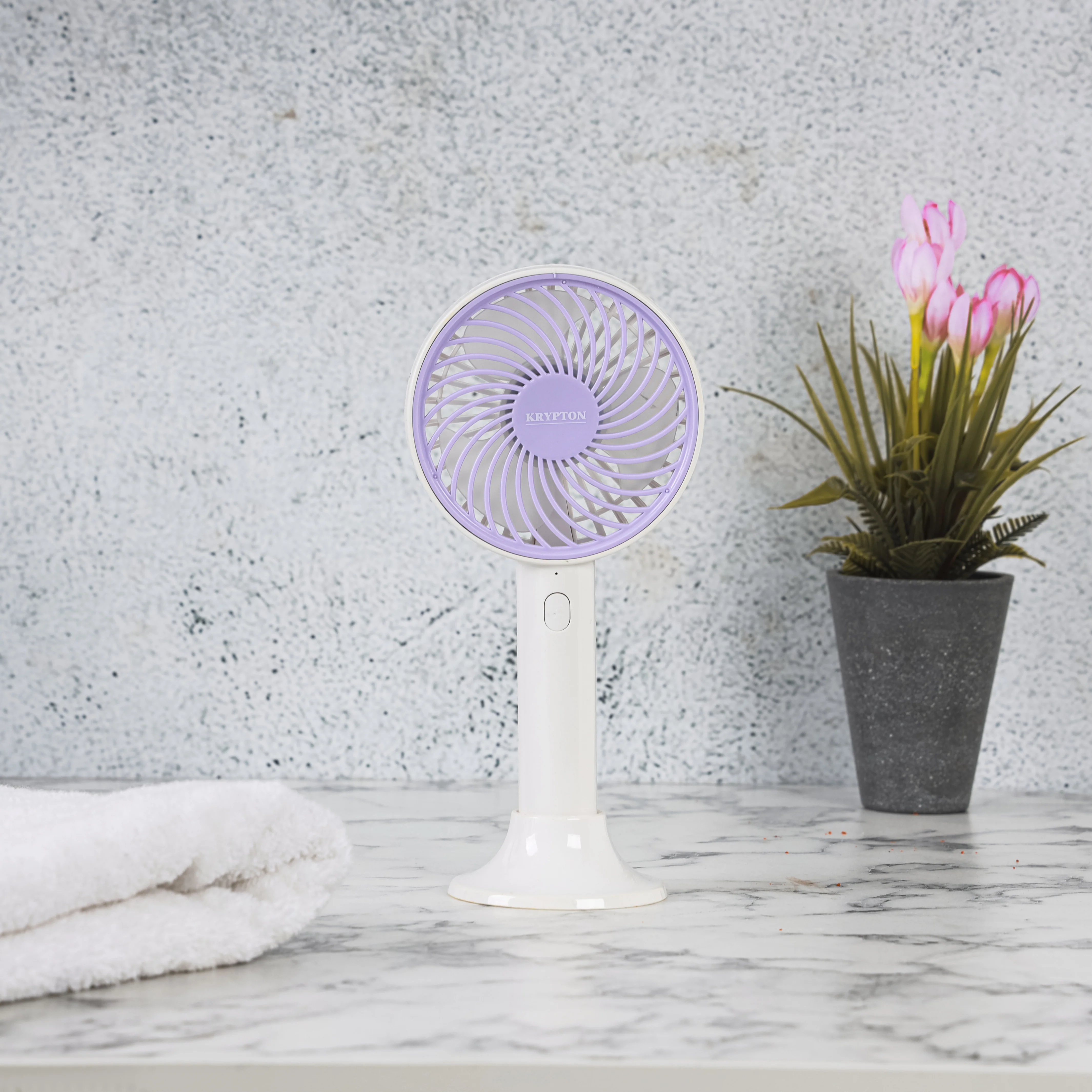 Krypton KNF6038 4-inch handy fan | rechargeable battery, 3 speed settings and Type-C charging| up to 6 hours runtime, portable design for personal cooling use| - Image 4