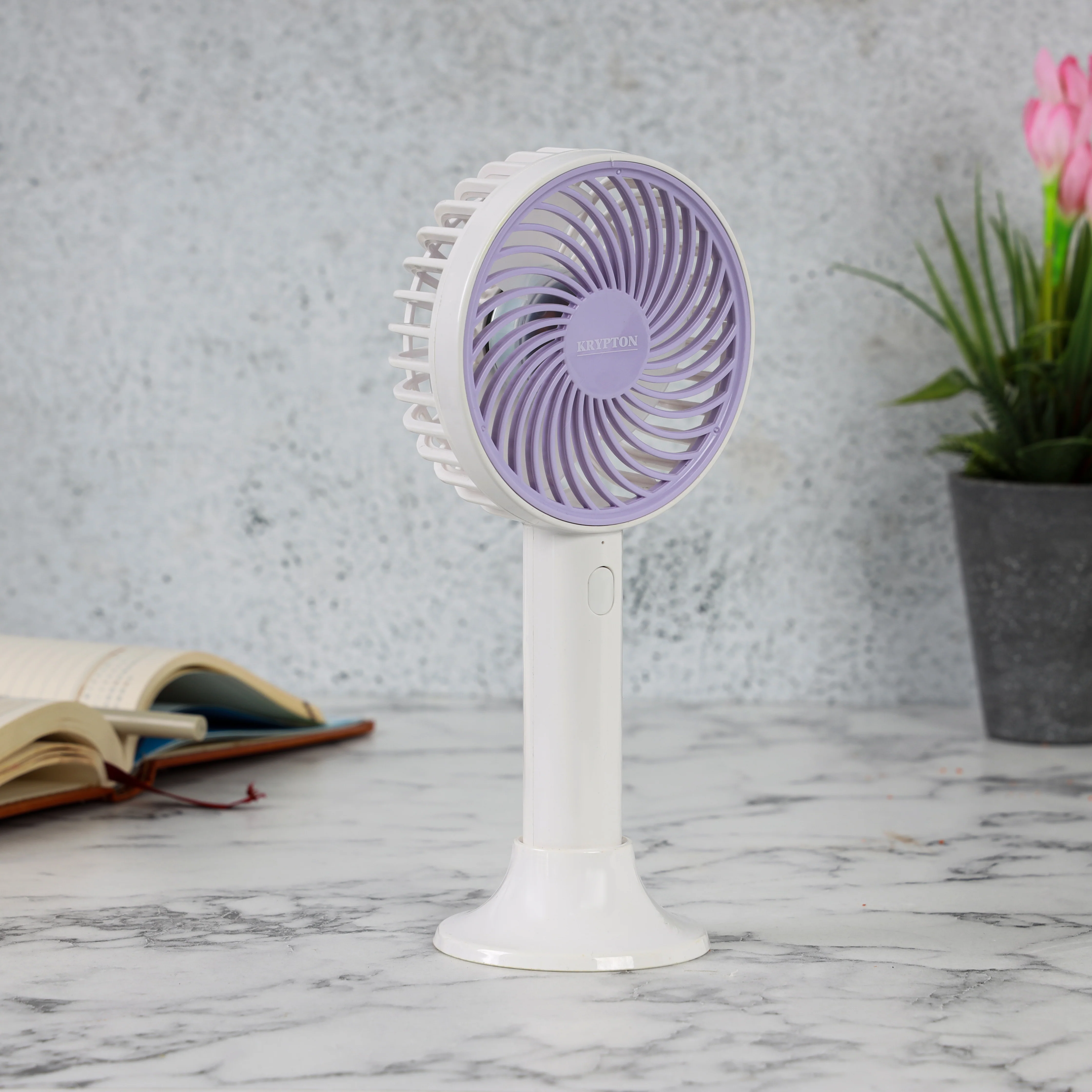 Krypton KNF6038 4-inch handy fan | rechargeable battery, 3 speed settings and Type-C charging| up to 6 hours runtime, portable design for personal cooling use| - Image 5