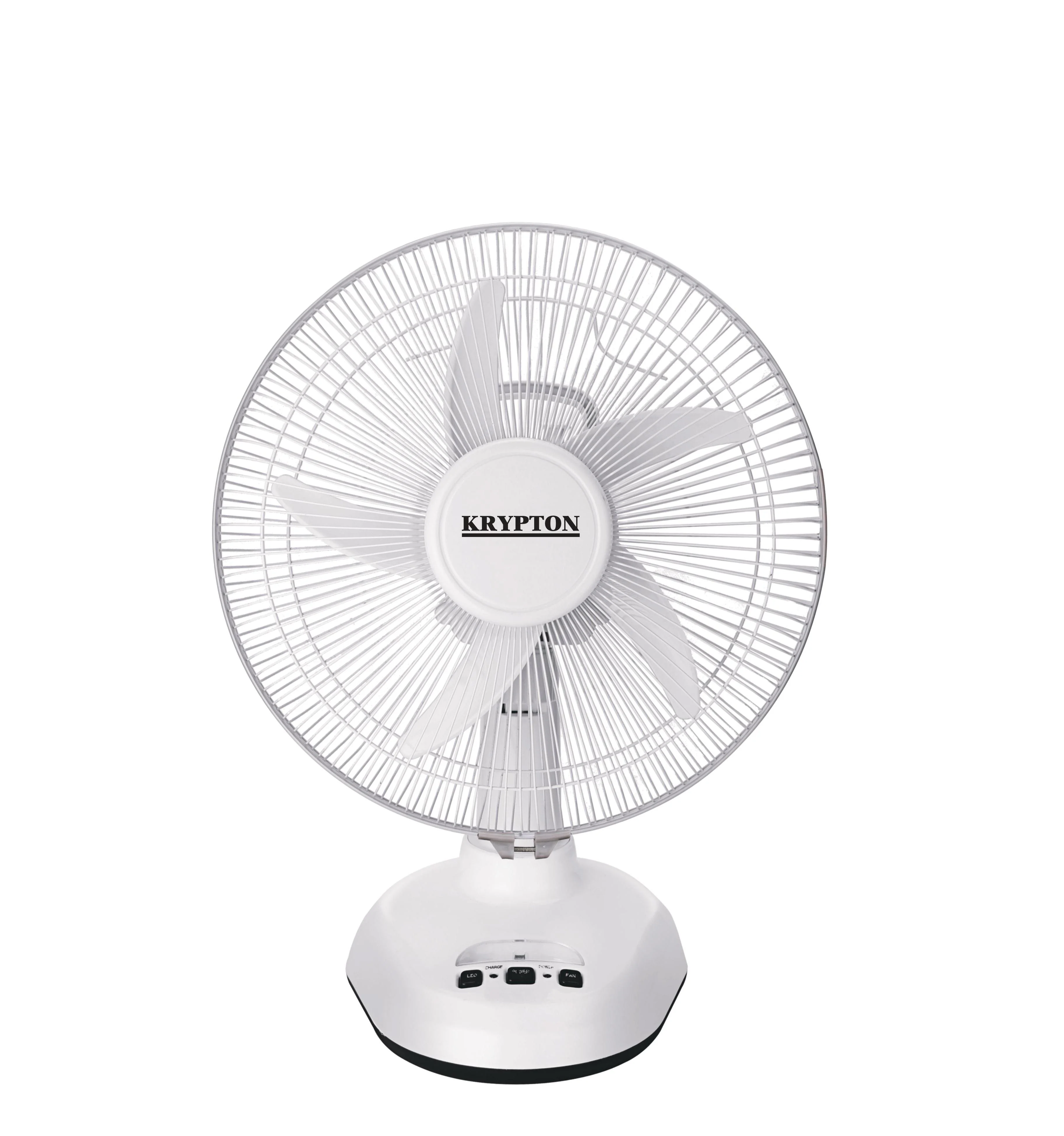 Krypton KNF6065 12 Inch Rechargeable Oscillating Table Fan| LED Light, 3 Speed Control & Powerful Airflow| Portable Design, Ideal for Home, Office and Power Outage Use|