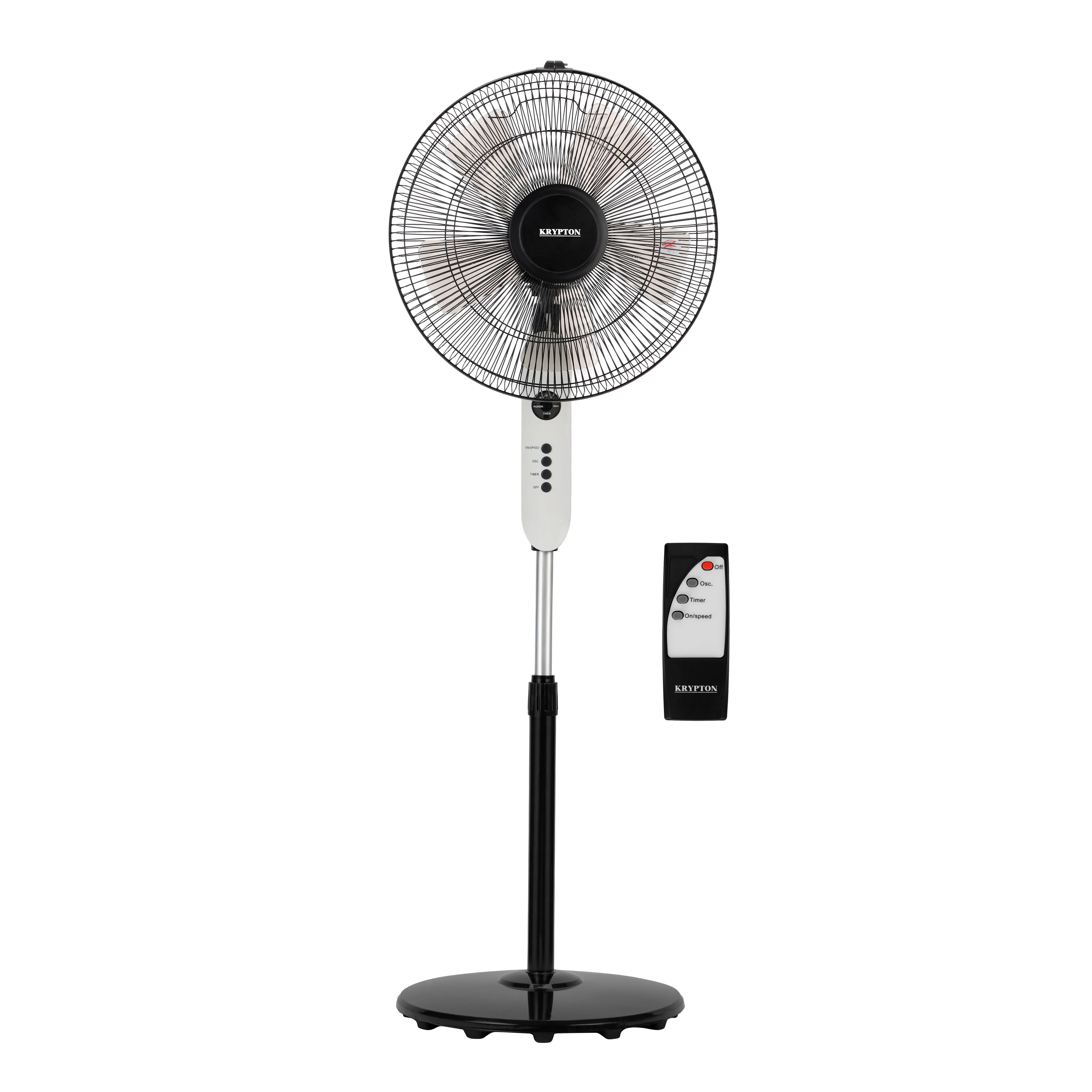 Krypton KNF6113 16 Inch Stand Fan with Remote Control| LCD display, powerful copper motor & 3 speed settings| timer function, and wide oscillation for efficient cooling|