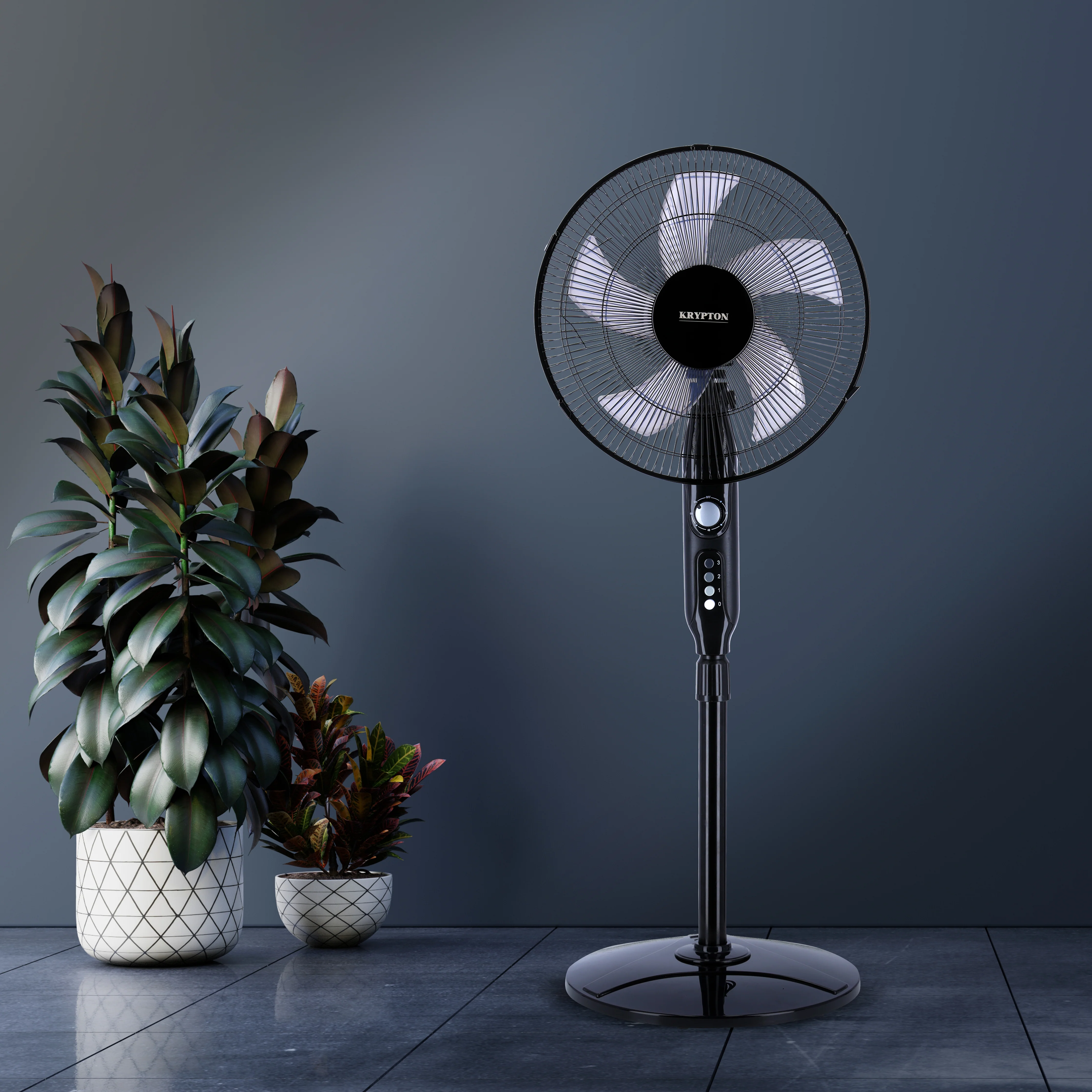 Krypton KNF6153 16 Inch Stand Fan with 70W powerful motor| oscillation function, 3 speed control, adjustable height| strong airflow for home & office cooling comfort| - Image 2