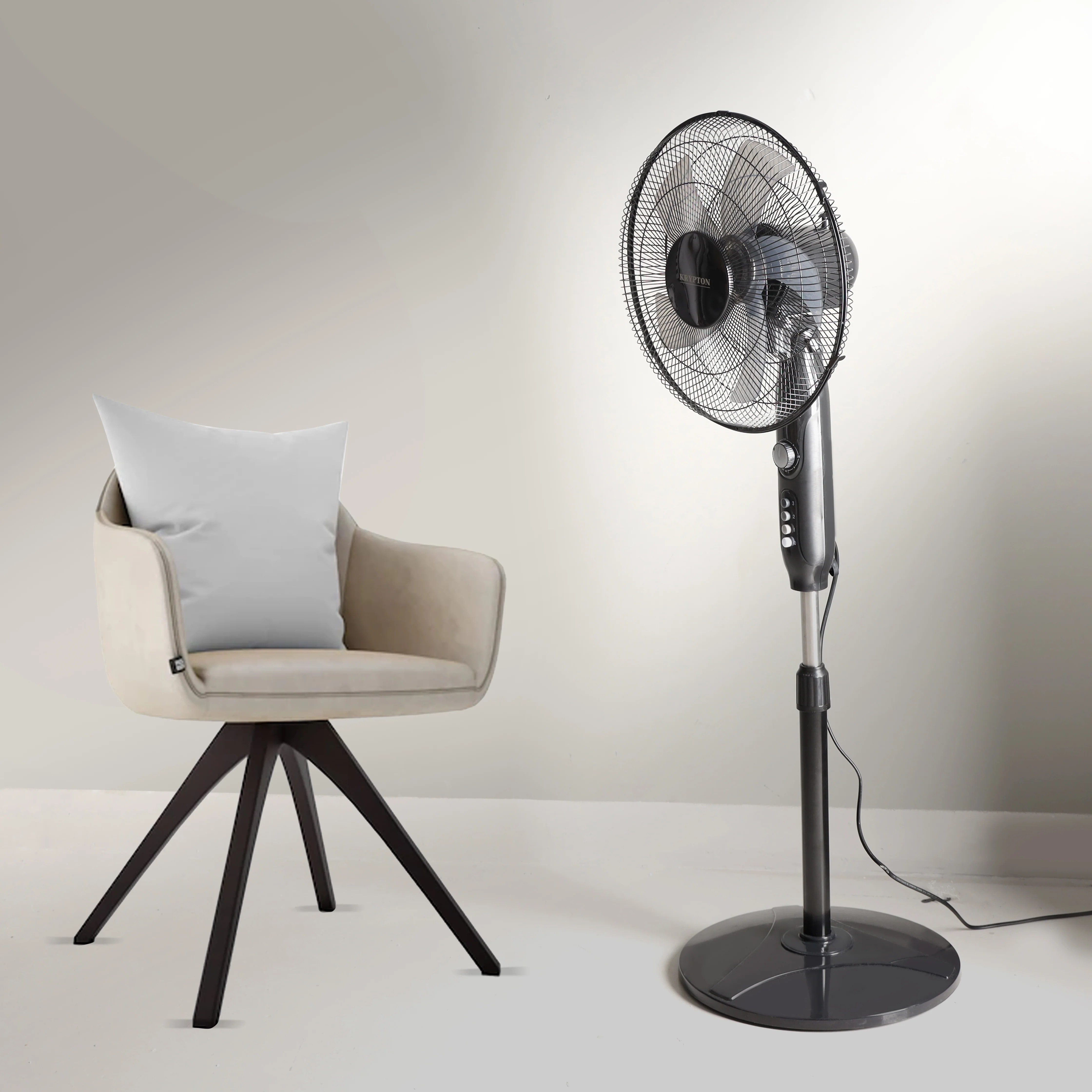 Krypton KNF6153 16 Inch Stand Fan with 70W powerful motor| oscillation function, 3 speed control, adjustable height| strong airflow for home & office cooling comfort| - Image 3