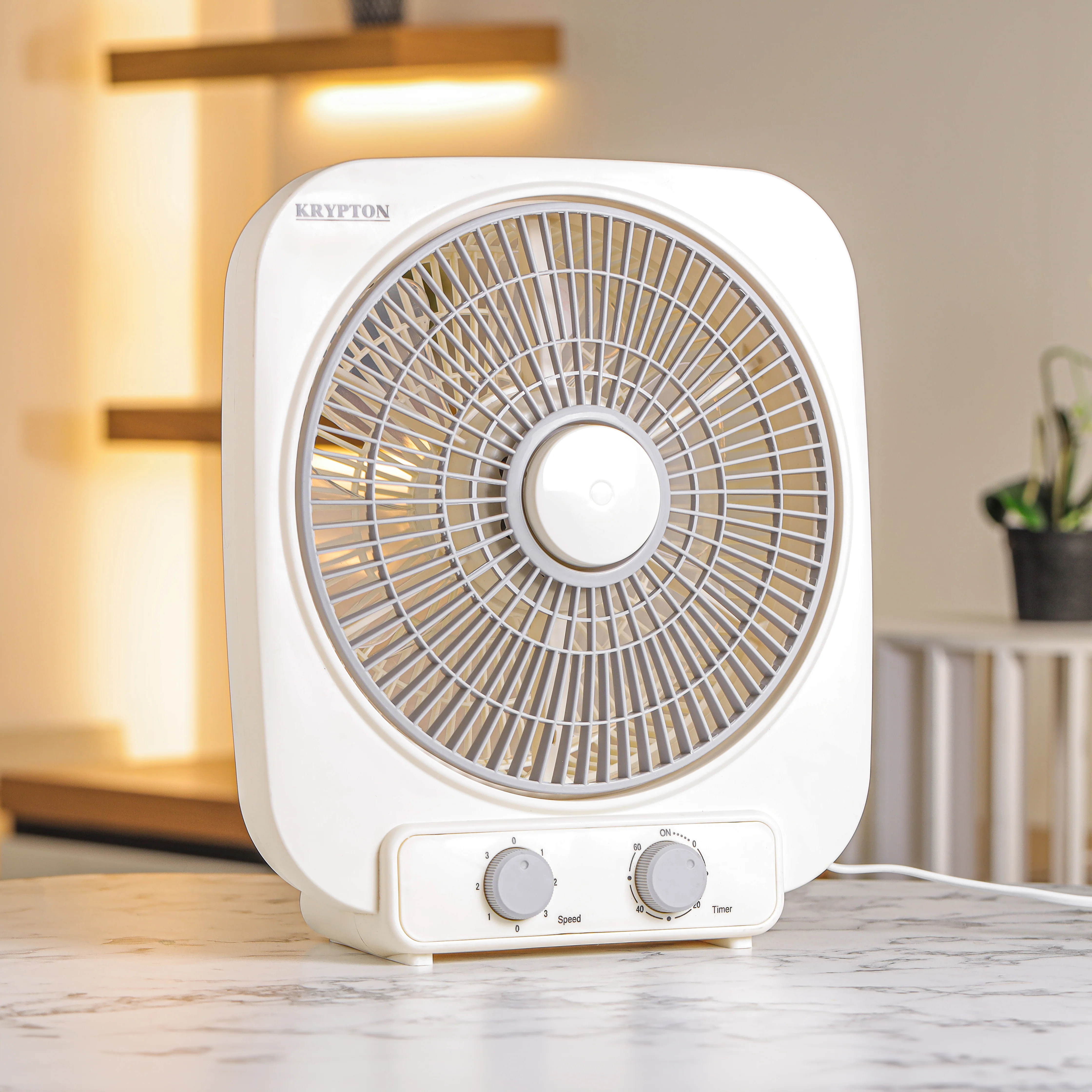 Krypton KNF6449 10 Inch Box Fan| Timer offers powerful airflow & 3 speed settings with durable 6-blade performance| space-saving design, efficient indoor cooling comfort| - Image 2