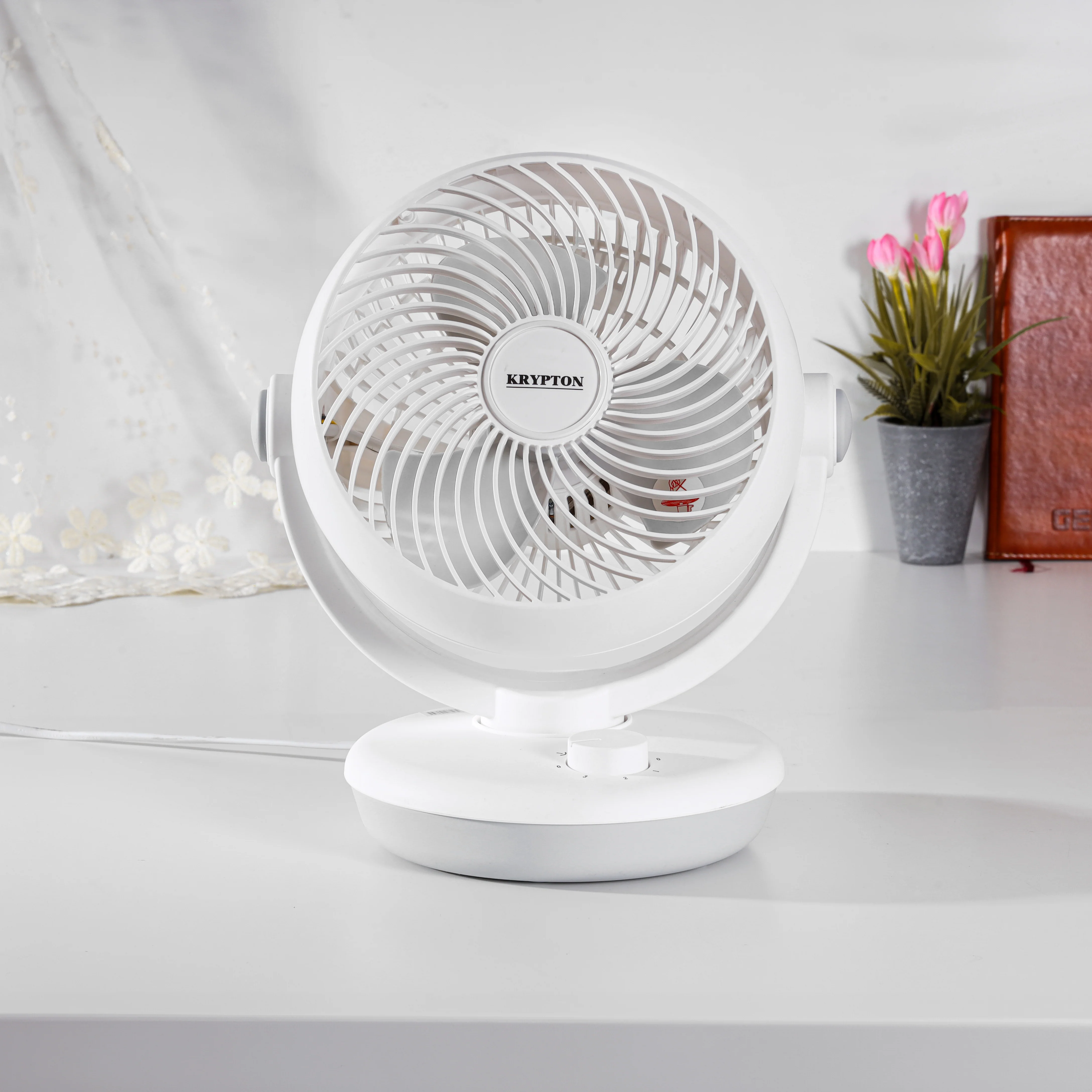Krypton KNF6450 8 Inch Air Circulation Fan with Powerful Motor| 3 Speed Manual Control, 90° Oscillation, Adjustable Tilt, Energy Efficient Table Fan for Home Office Use - Image 4