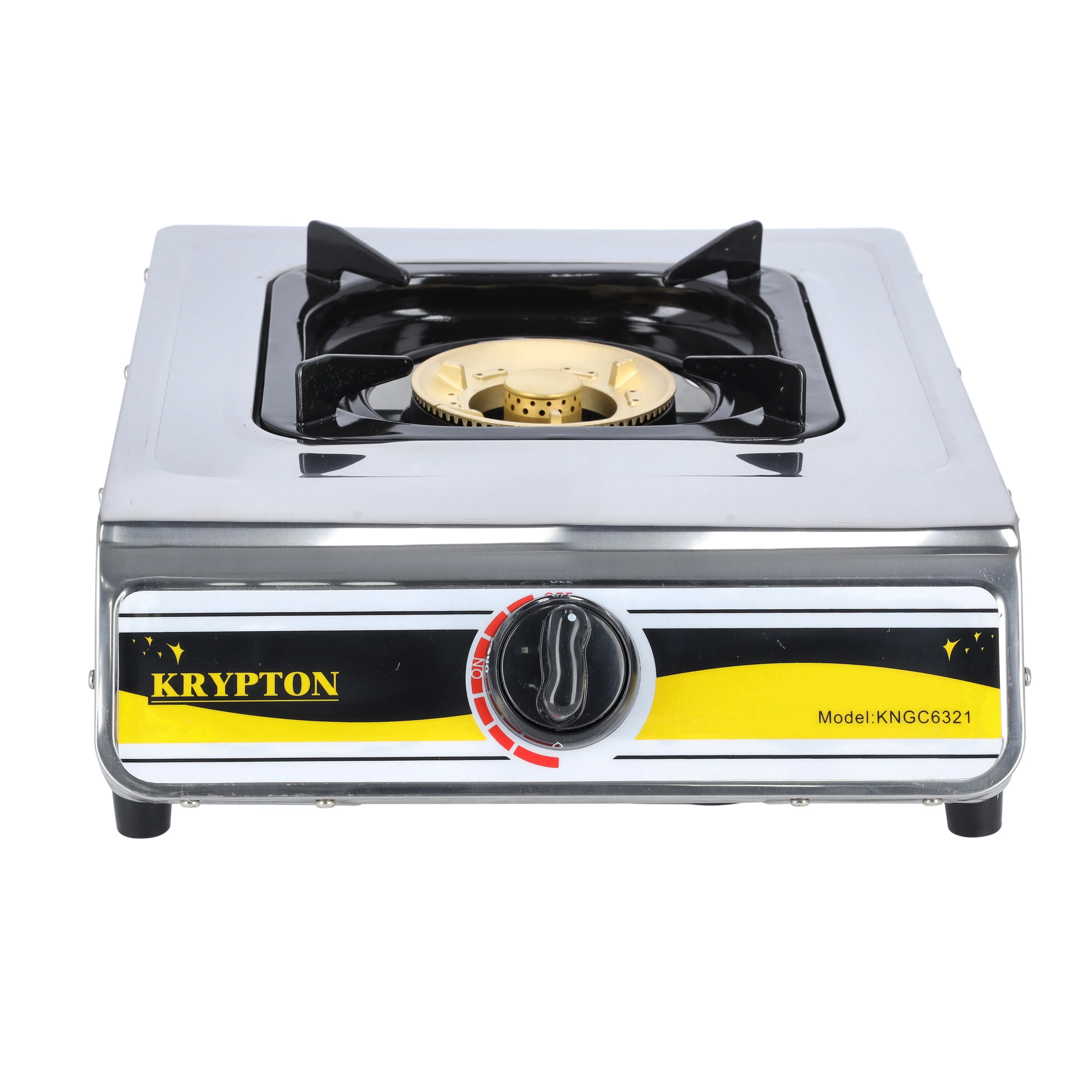 Krypton KNGC6321 stainless steel gas cooker | auto ignition, large twin tube burner & 4.5kW heat output| durable body and fast performance for everyday cooking|