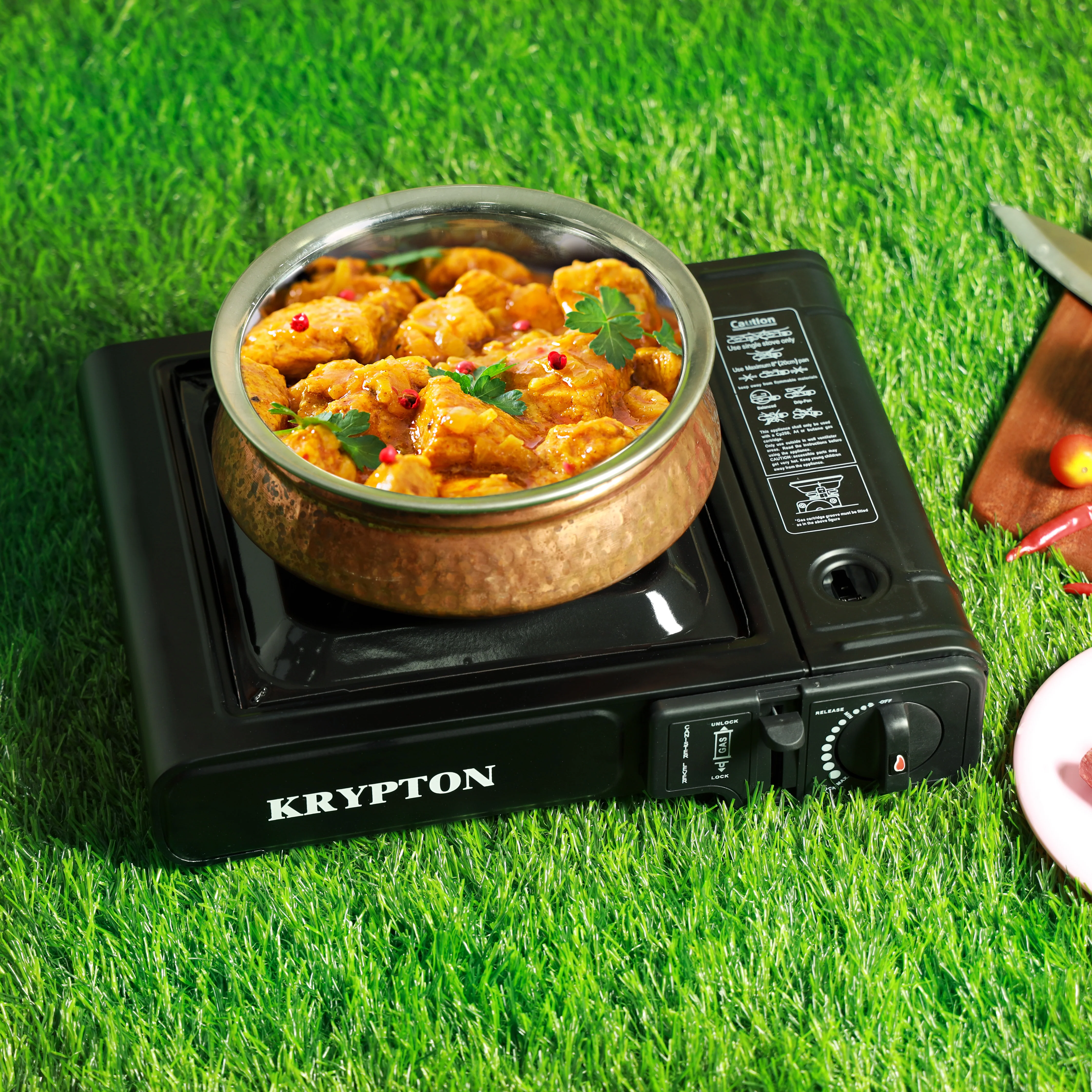 Krypton KNGC6338 Portable Gas Stove | electronic ignition with aluminum burner| double sealed valve, over-pressure safety protection & ideal for outdoor cooking use| - Image 3