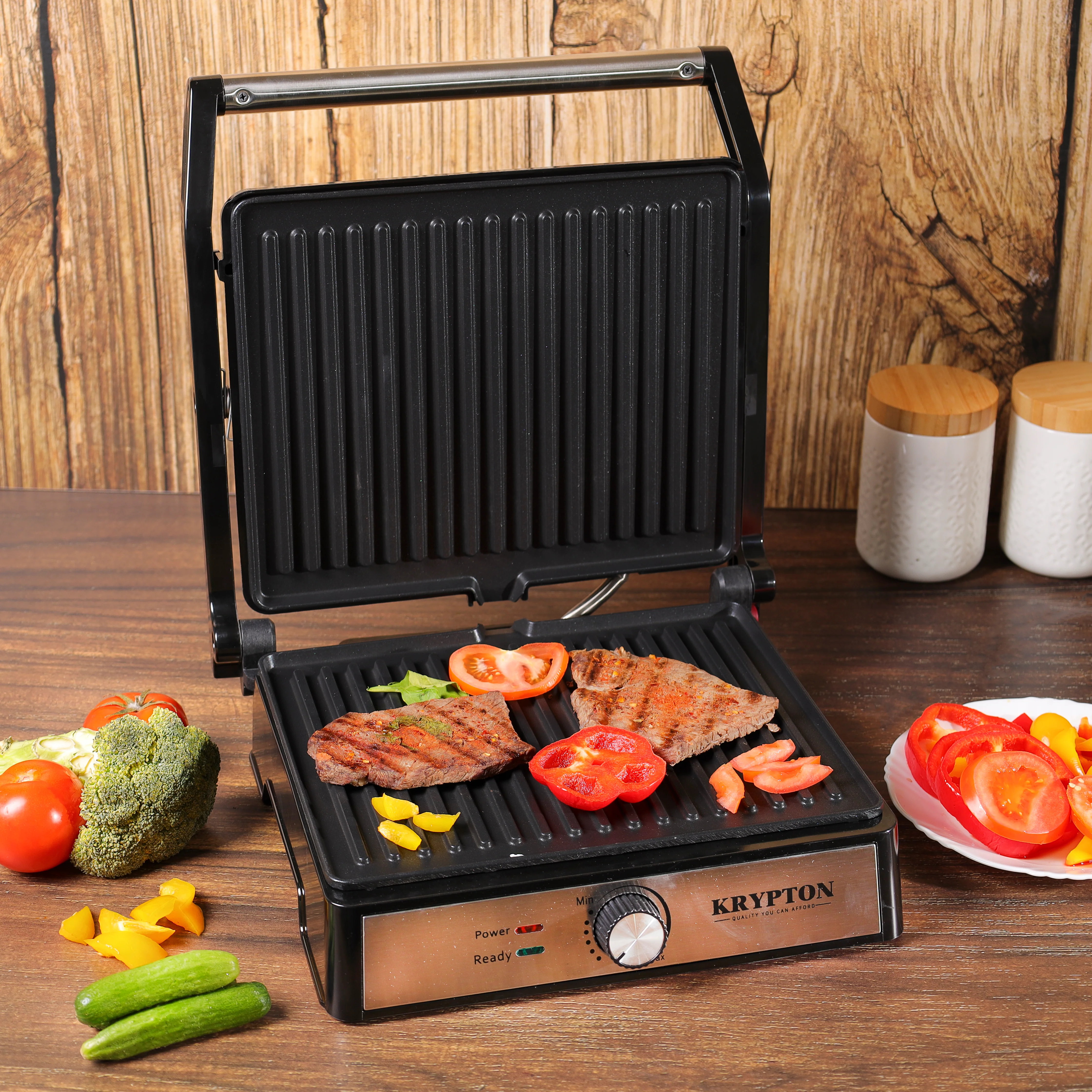 Krypton KNGM6359 4 Slice Grill Maker 2000W | 180° Open Design, Adjustable Temperature, Non-Stick Plates, Overheat Protection & Cool Touch Safe Handle for Easy Grilling - Image 2