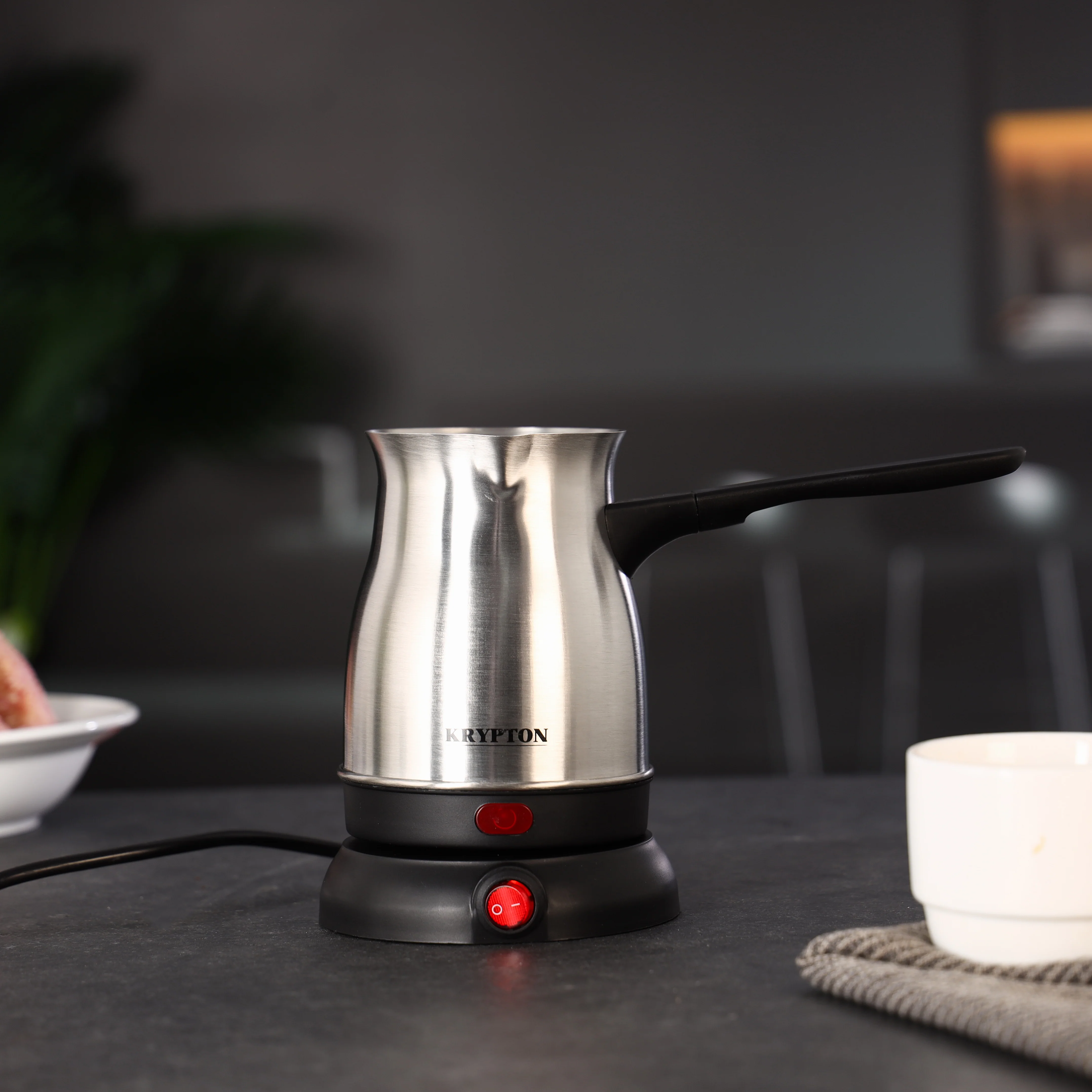 Krypton KNK6570 Electric Turkish Coffee Maker| 0.5L capacity, stainless steel body, cordless rotating base, auto power off and dry boil protection for safe daily use - Image 2