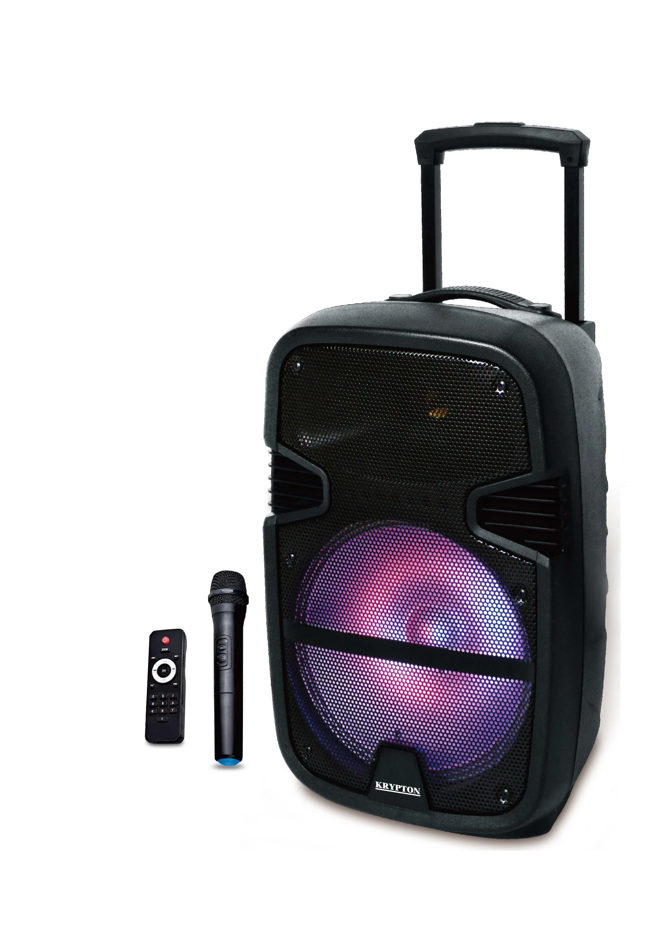 Krypton KNMS5035 Portable & Rechargeable Professional Bluetooth Speaker | Wireless Mic & TWS Pairing | USB/SD Playback, FM Radio, LED Lights & Remote Control for Parties