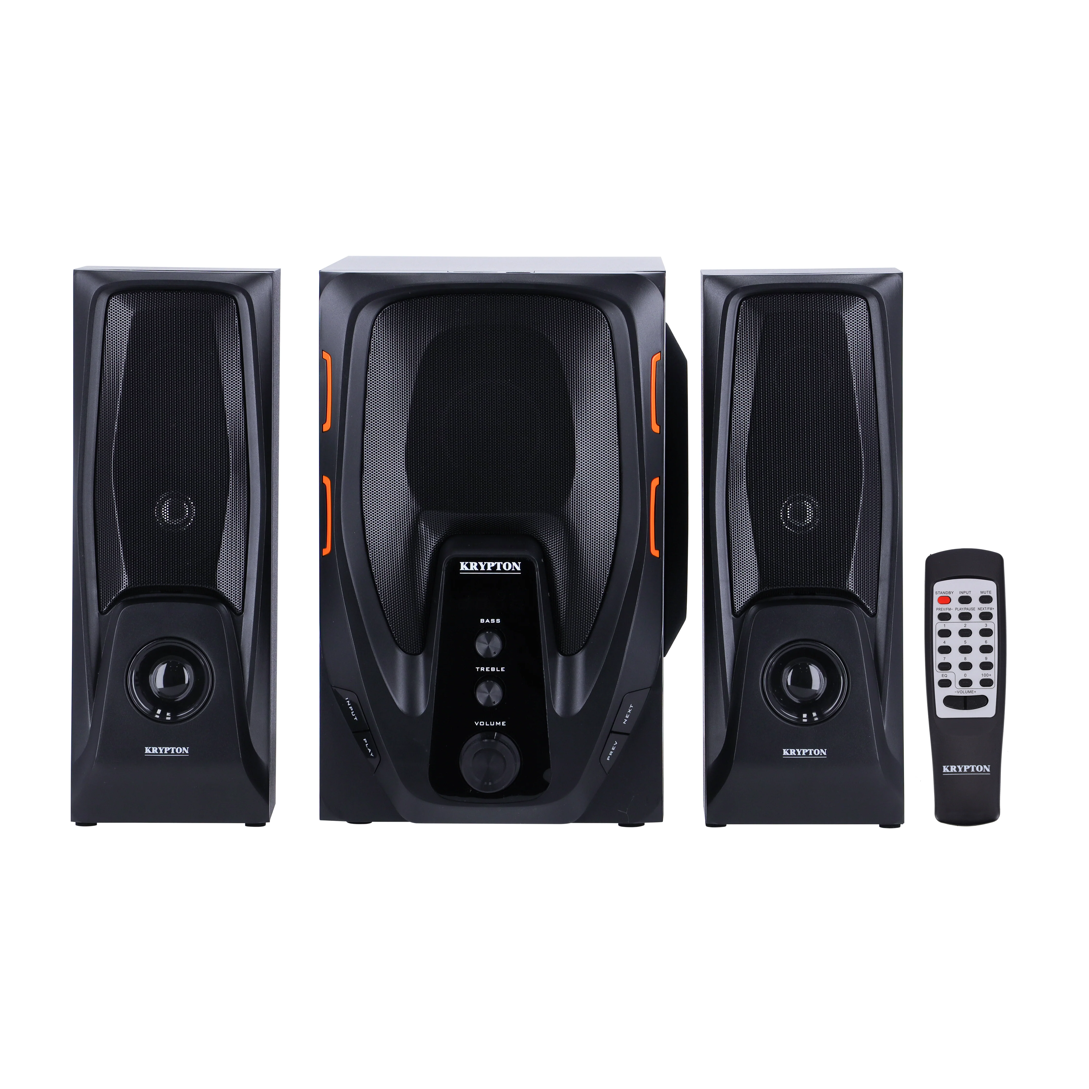 Krypton KNMS5038 2.1 Channel Multimedia Speaker System with Bluetooth | USB/SD Playback, LED Display, Powerful Subwoofer Sound and Remote Control for Home Entertainment