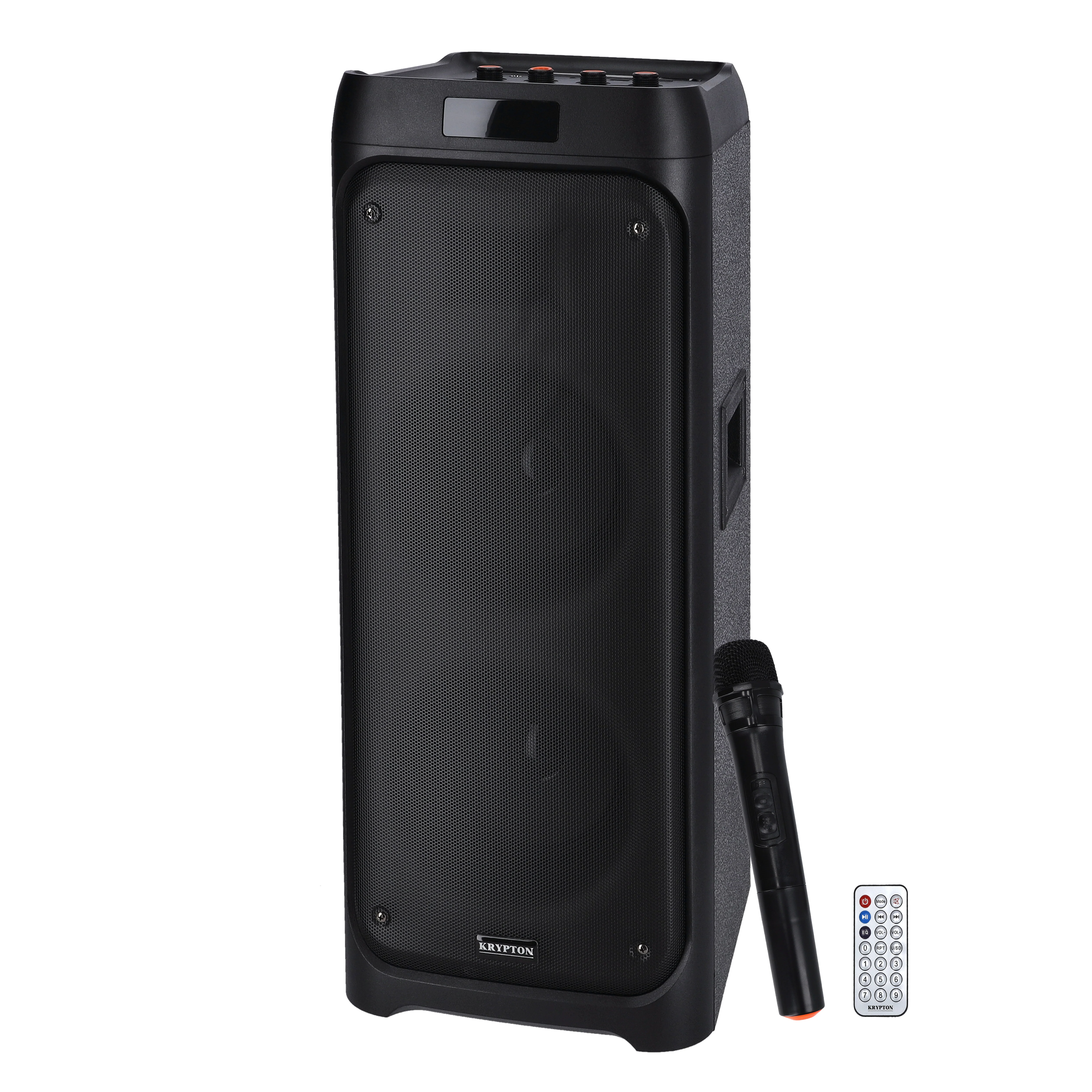 Krypton KNMS5194 Rechargeable Professional Speaker with wireless mic| Bluetooth streaming, TWS pairing, USB/FM playback, dynamic LED lights & powerful dual 6.5” drivers