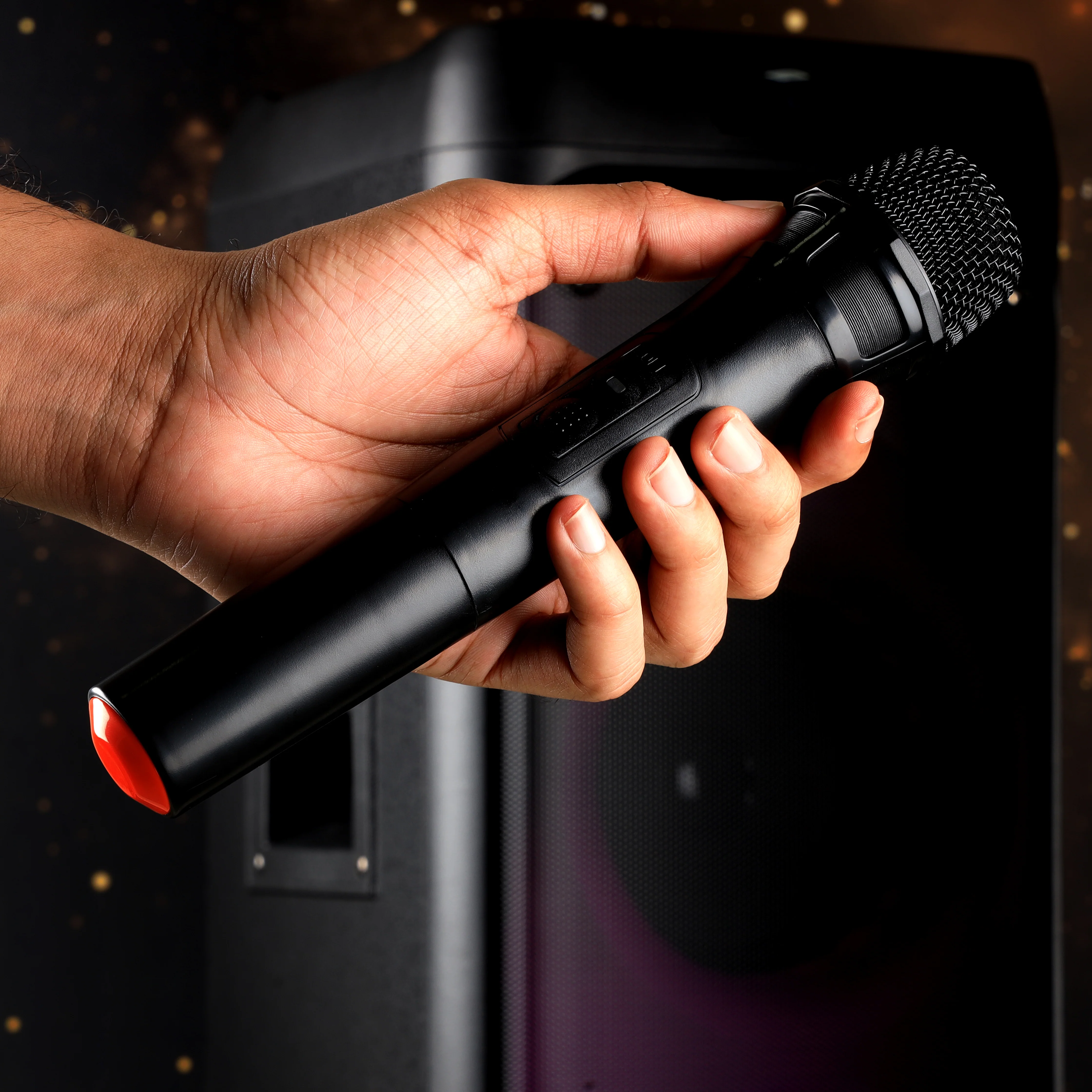 Krypton KNMS5194 Rechargeable Professional Speaker with wireless mic| Bluetooth streaming, TWS pairing, USB/FM playback, dynamic LED lights & powerful dual 6.5” drivers - Image 3