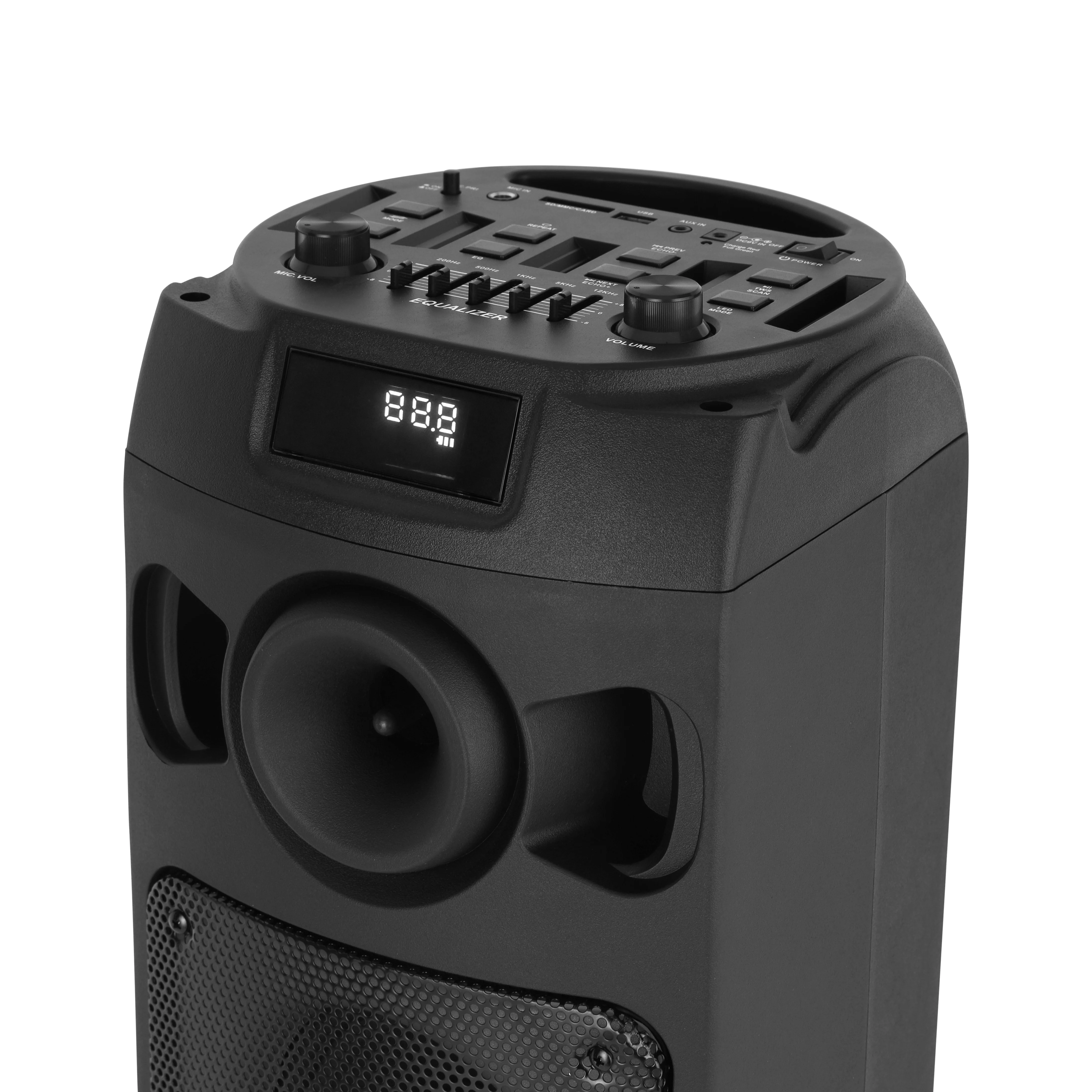 Krypton KNMS6059 Rechargeable Portable Speaker with Wireless Microphone | RGB LED Light, Bluetooth Connectivity, USB/SD/FM Support, Built-in Battery for Parties & Events - Image 3