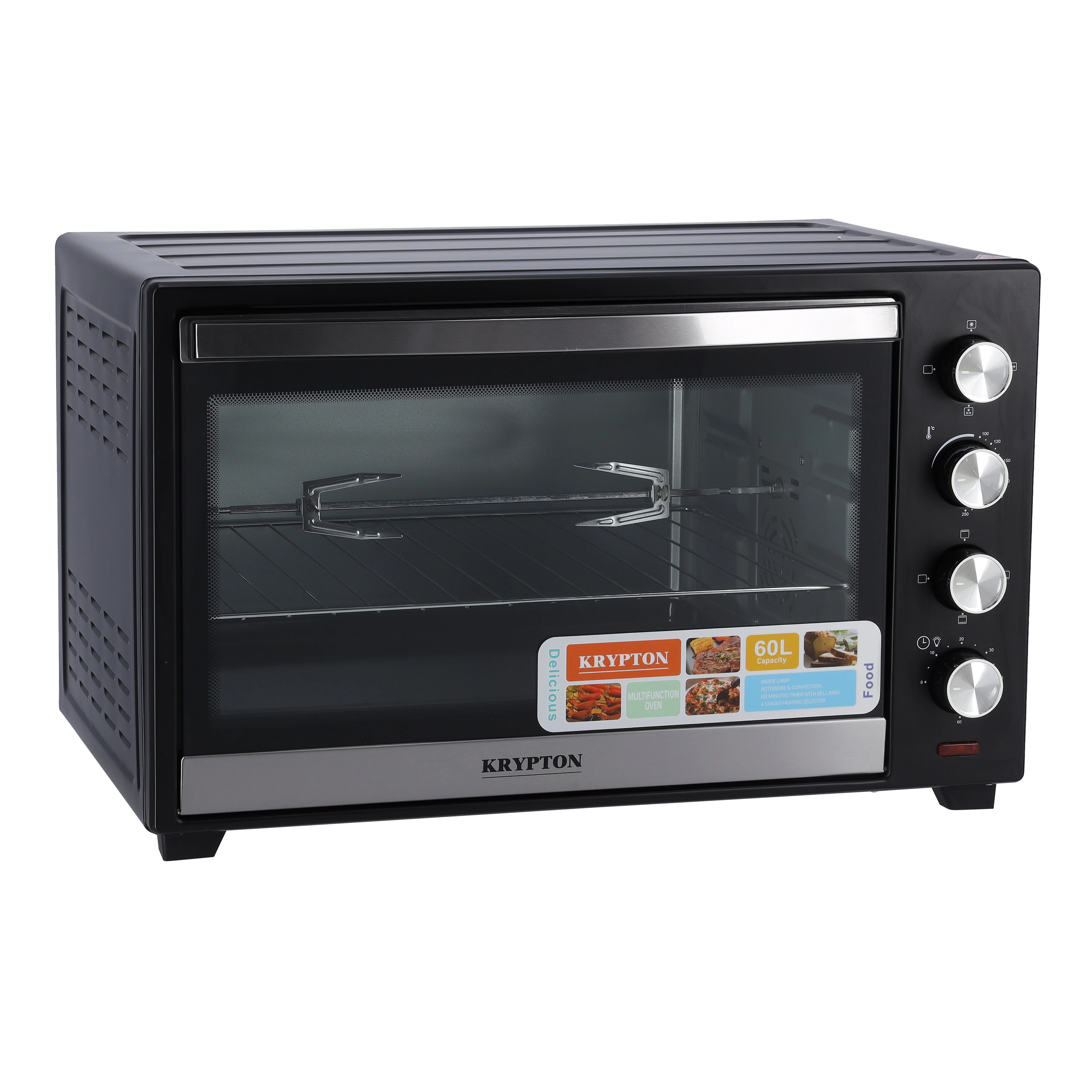 Krypton KNO5322 Electric Oven 60L | rotisserie and convection ensure even cooking, powerful 2000W heating, adjustable temperature control, timer, and versatile use - Image 2