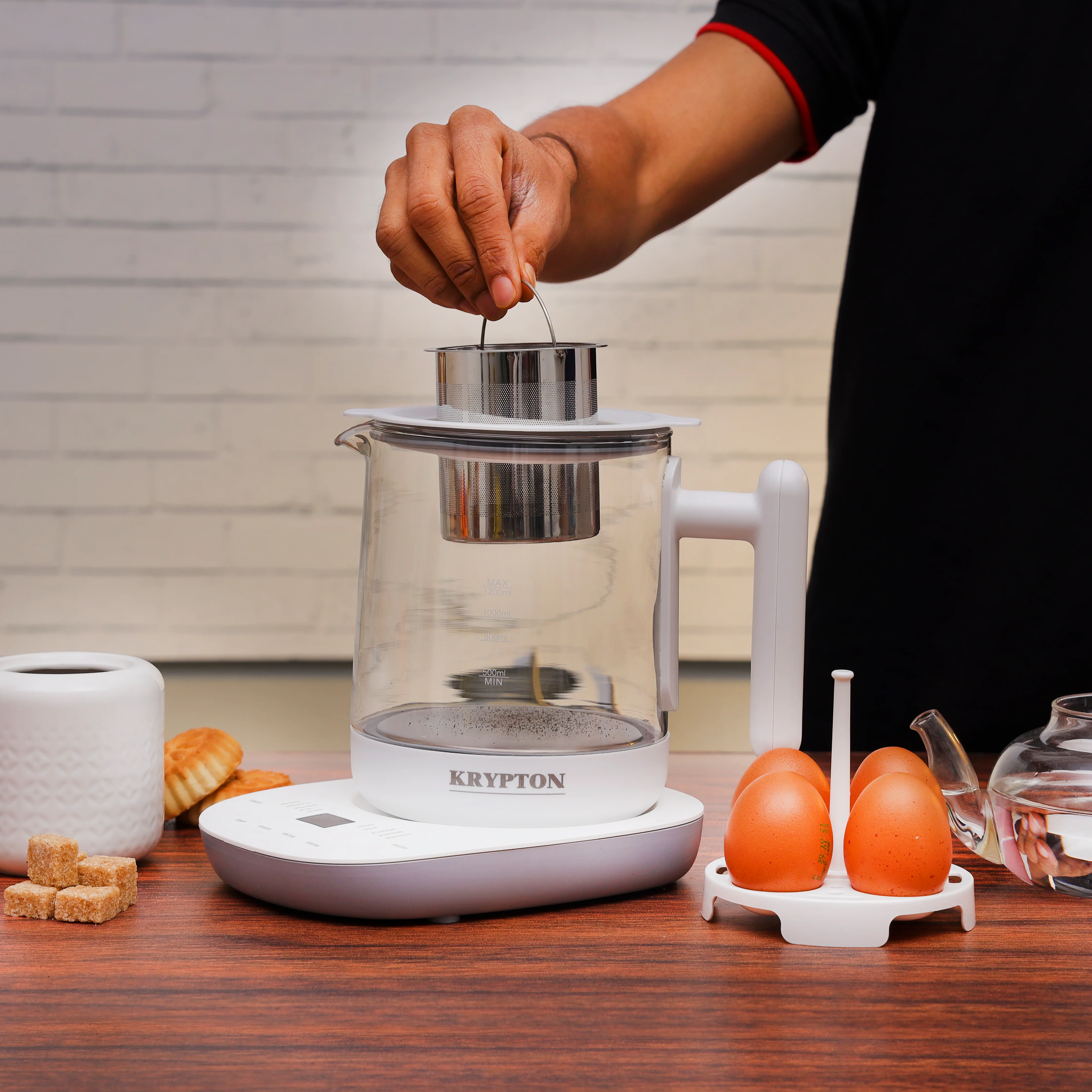 Krypton KNTM6384 Digital Tea Maker| 1.2L capacity, 10 smart cooking functions & LED display| auto shut-off, boil dry protection & durable glass body for daily use| - Image 5