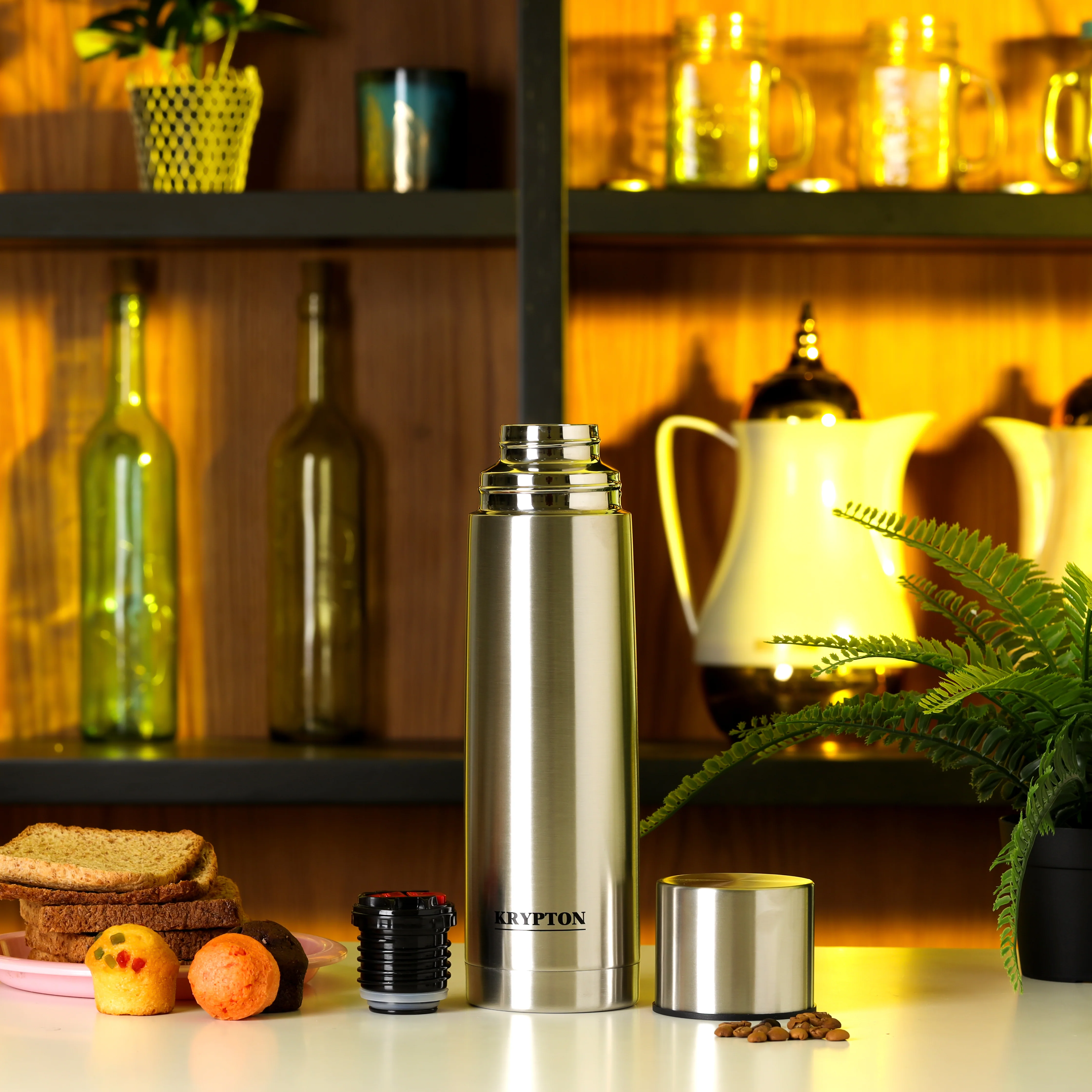 Krypton KNVF6287 1L stainless steel vacuum flask| durable 18/8 body, copper coating & keeps drinks hot for 18 hours & cold for 24 hours| leak-proof lid, BPA-free | - Image 2