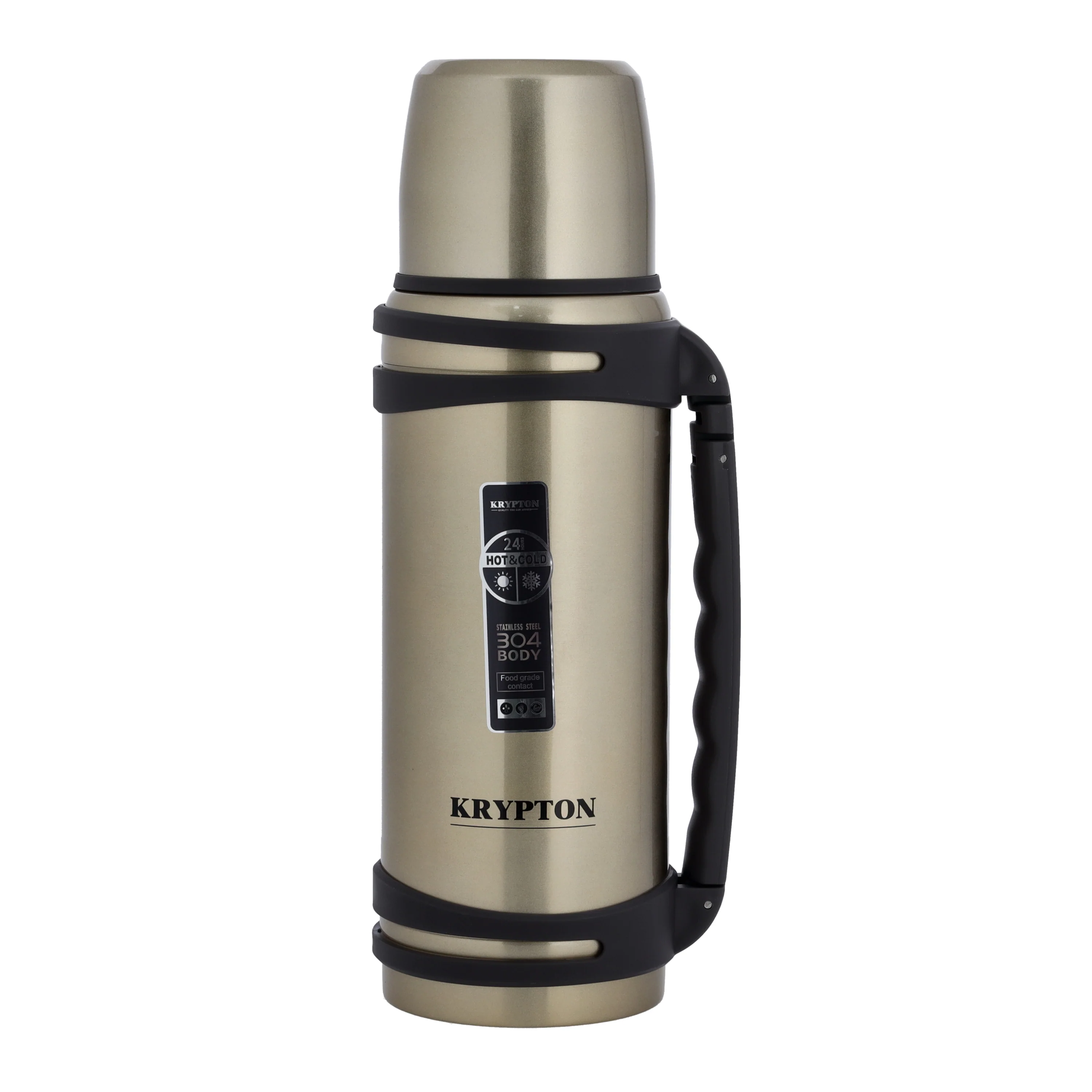 Krypton KNVF6336 Stainless Steel Vacuum Flask 1800ML with 304 Stainless Steel Body | Double Wall Vacuum Insulation, Keeps Drinks Hot & Cold for 24 Hours, for Daily Use
