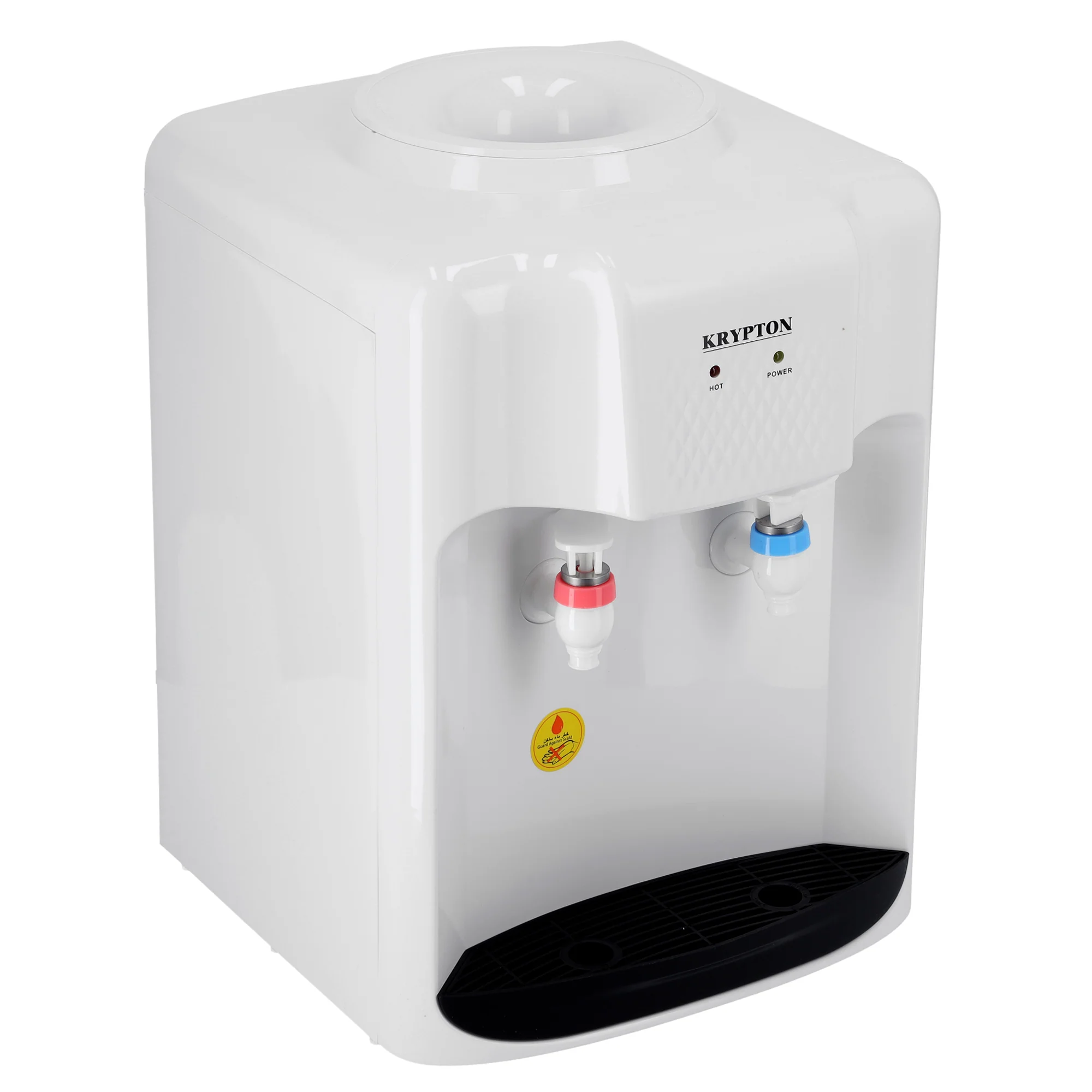 Krypton KNWD6094 Water Dispenser with Hot & Normal Function |Premium Stainless Steel Tank, Dual Easy-Press Taps, Tabletop Compact Design, Double Safety Protection System