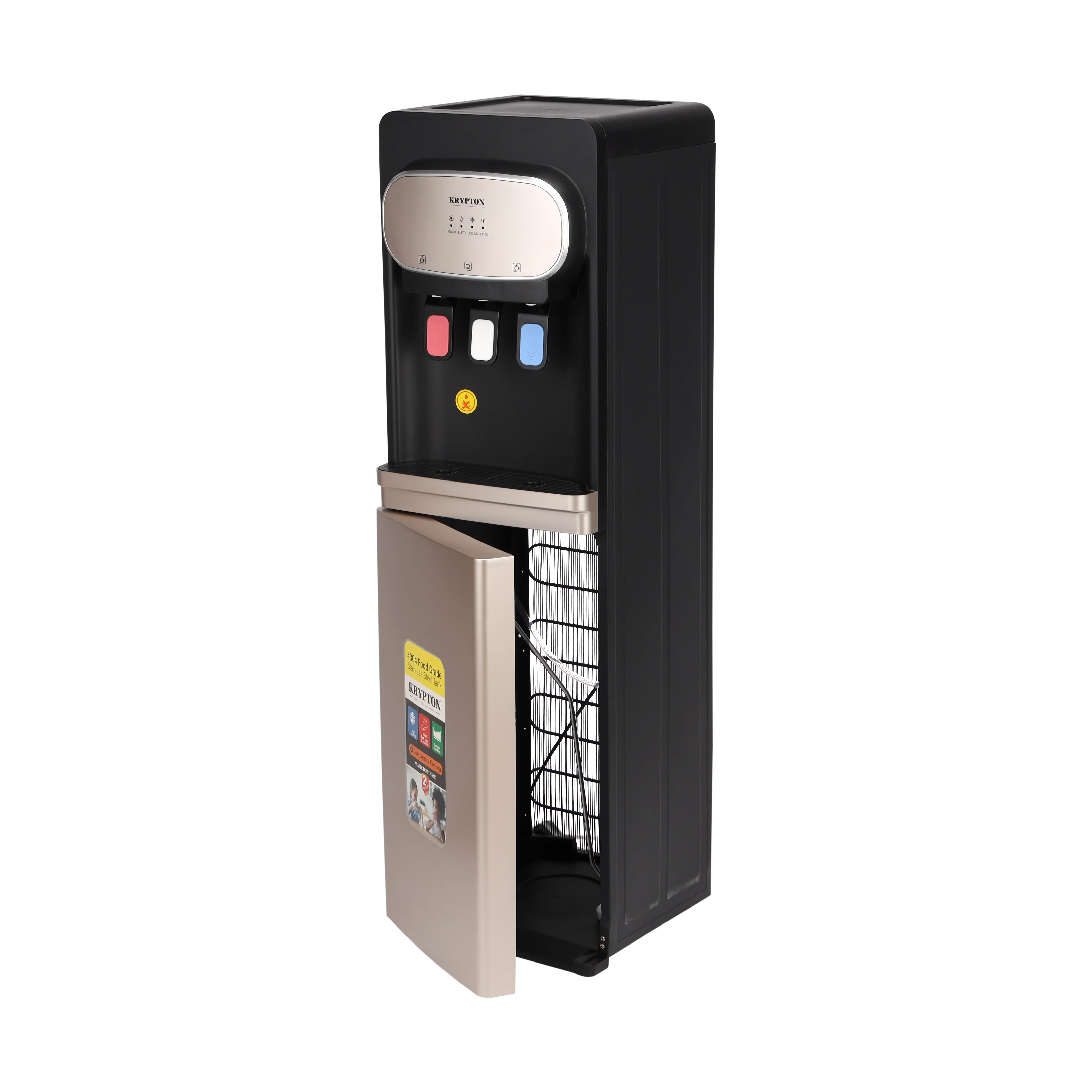 Krypton KNWD6452 Bottom Load Water Dispenser with Hot, Cold & Normal Water Options | Stainless Steel Tank, Fast Compressor Cooling & Convenient Push Tap Control System - Image 3