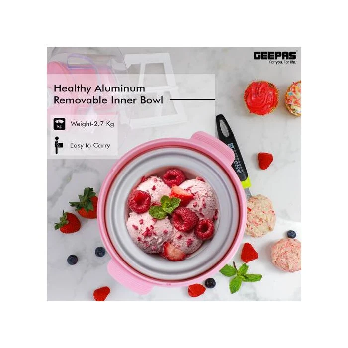Make GIM63027UK delicious homemade ice cream| Durable, sorbet and frozen yogurt with the Geepas Ice Cream Maker| featuring a 1.5QT capacity and easy-clean bowl| - Image 6