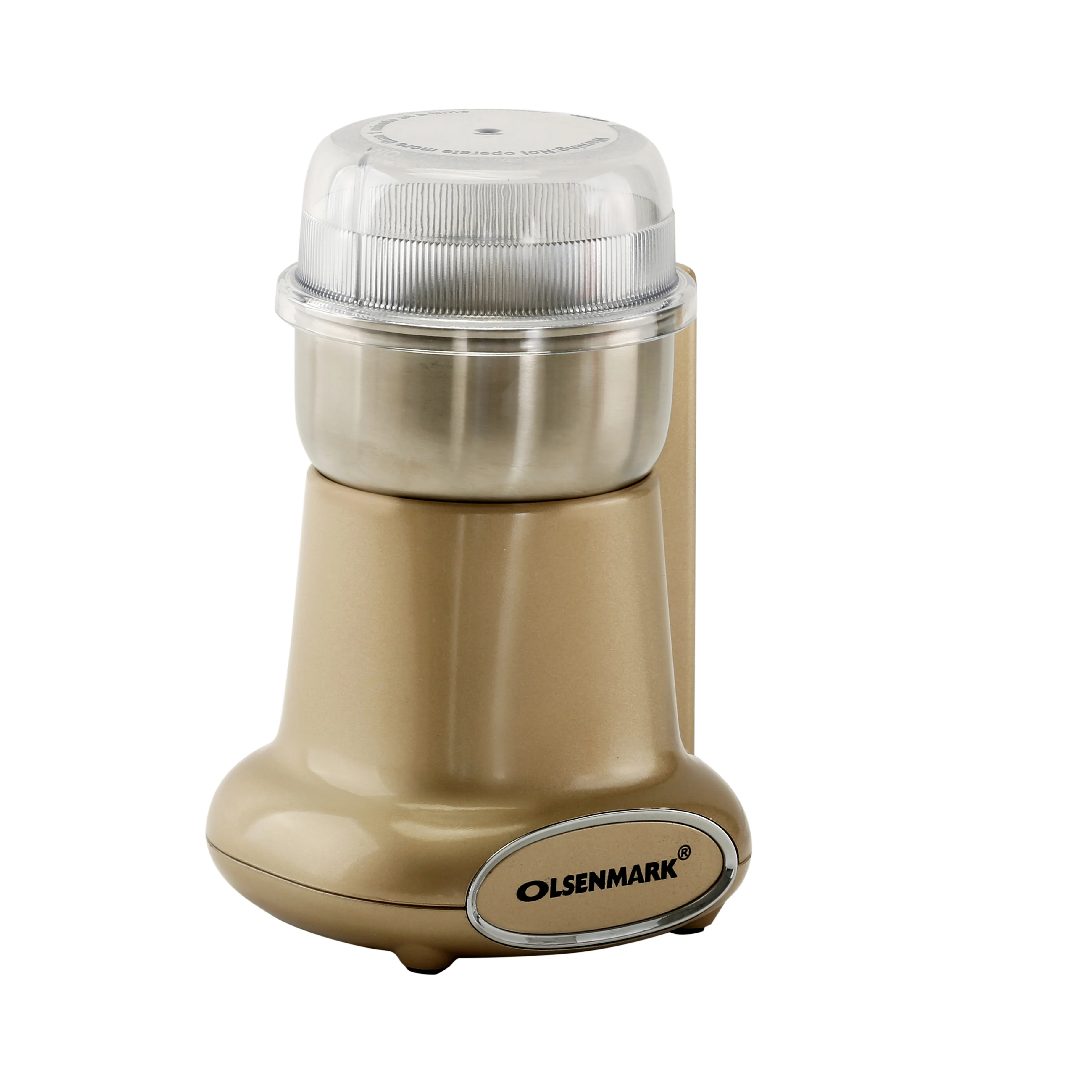 Olsenmark OMCG2227 Coffee Grinder 200W| 50g capacity, stainless steel bowl & safety interlock| transparent lid, and efficient grinding for coffee beans, spices, and more|