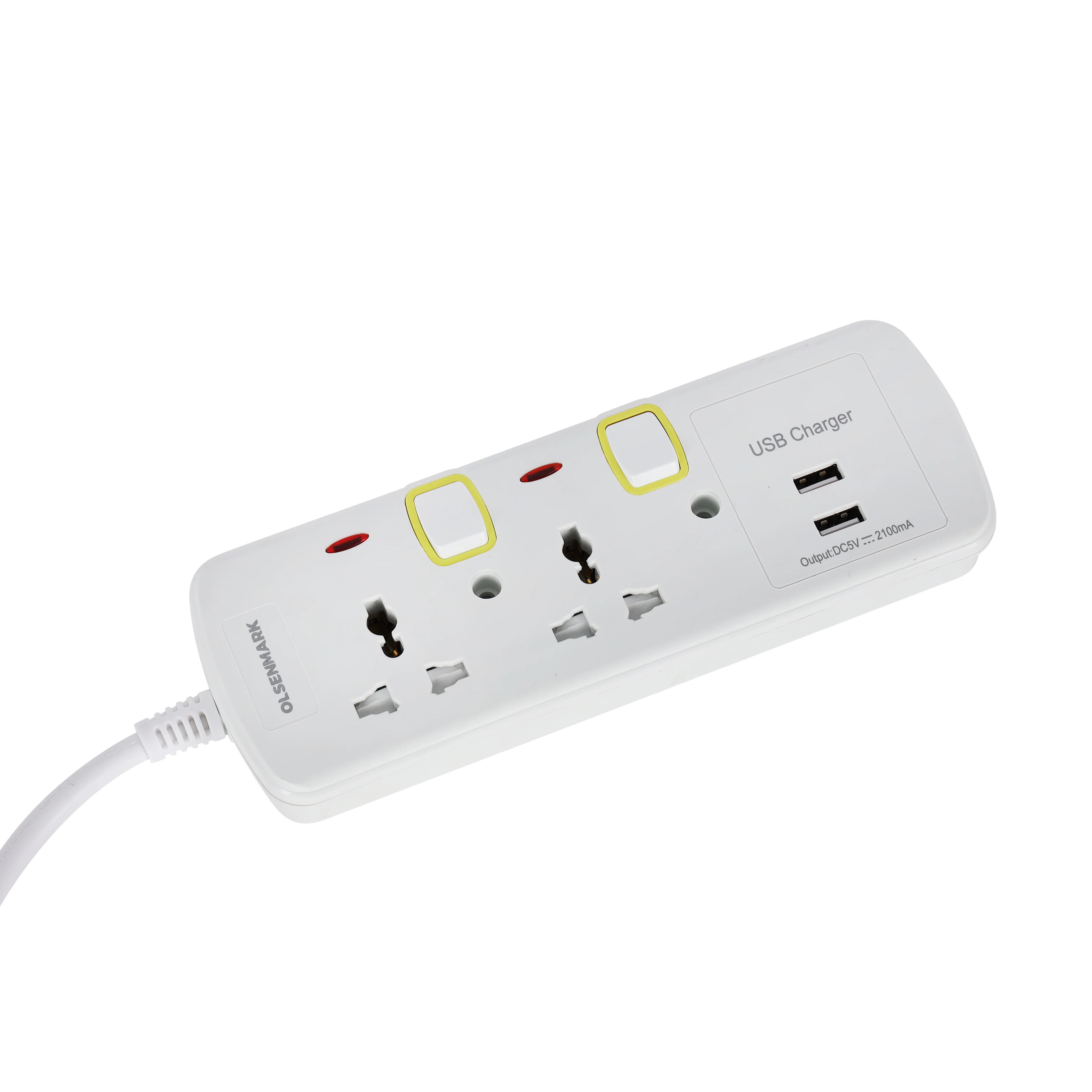 Olsenmark OMES1730 4 Way Power Socket with USB Charger| 3 Meter Extension Cord, 2 USB Ports and Individual Switches| Fireproof Housing, Child Safety Protection| - Image 3