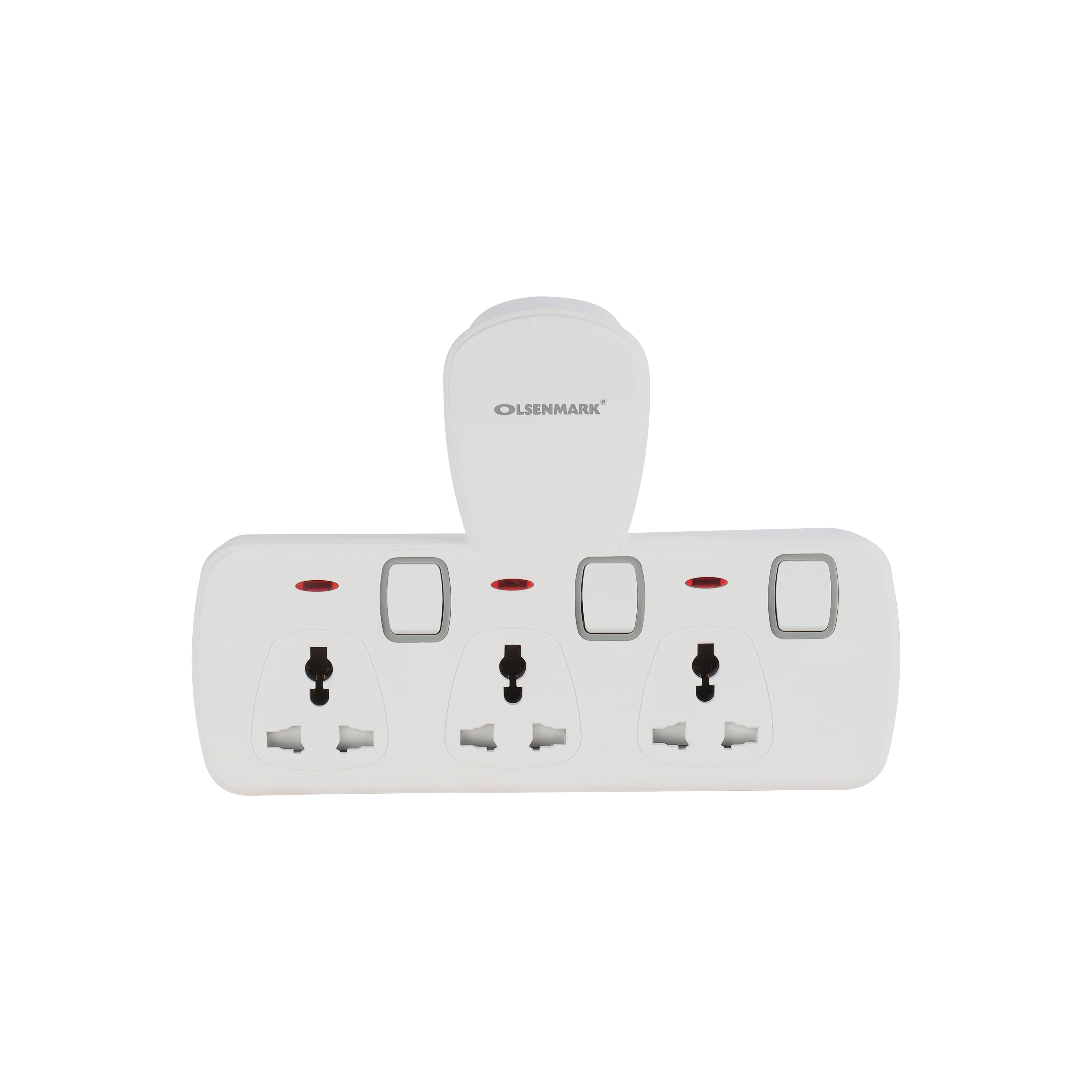 Olsenmark OMES1859 Universal Wall Socket | 3 Way with Individual Switch & 13A 250V | fireproof housing, child safety shutters, indicator lights 7 energy saving|