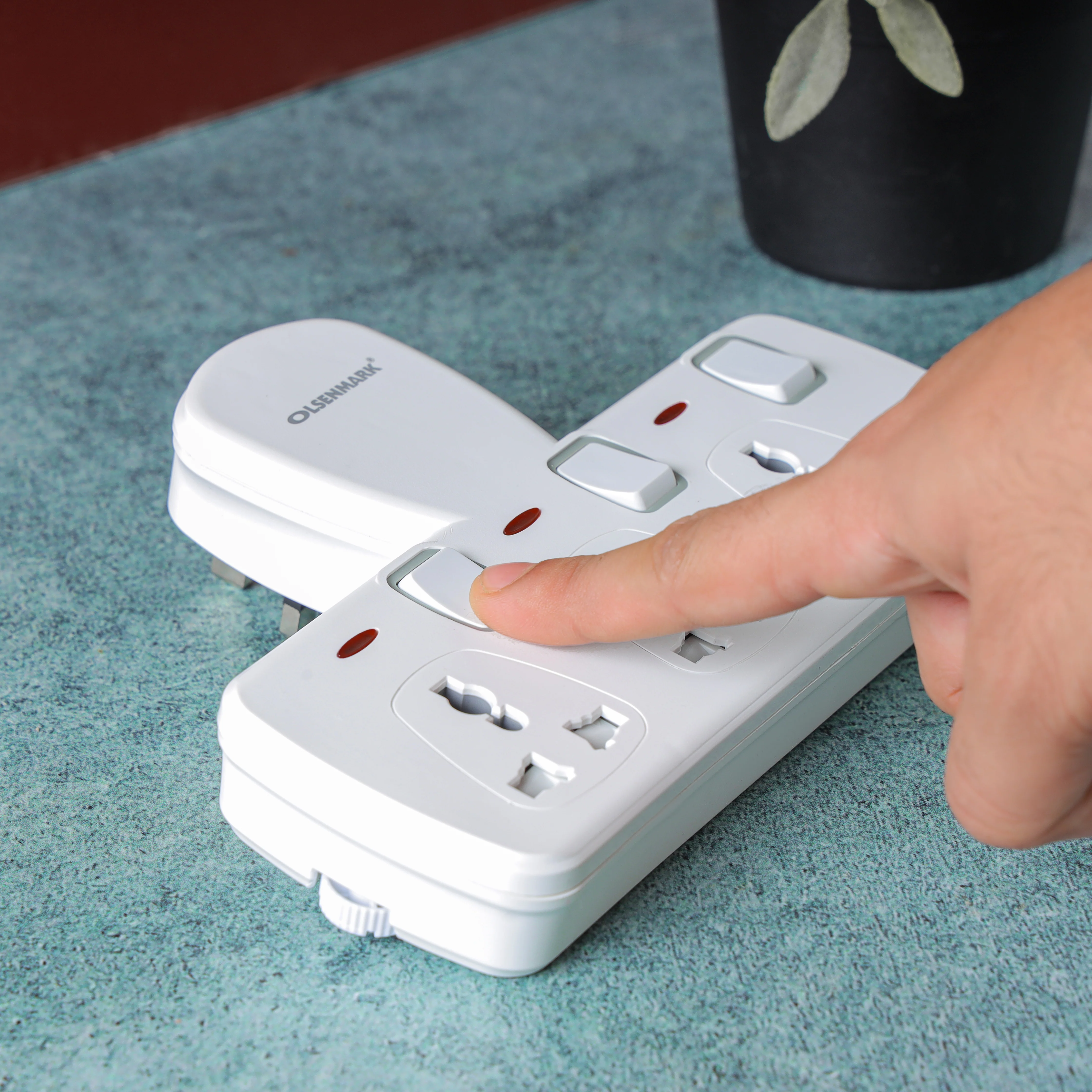 Olsenmark OMES1859 Universal Wall Socket | 3 Way with Individual Switch & 13A 250V | fireproof housing, child safety shutters, indicator lights 7 energy saving| - Image 3