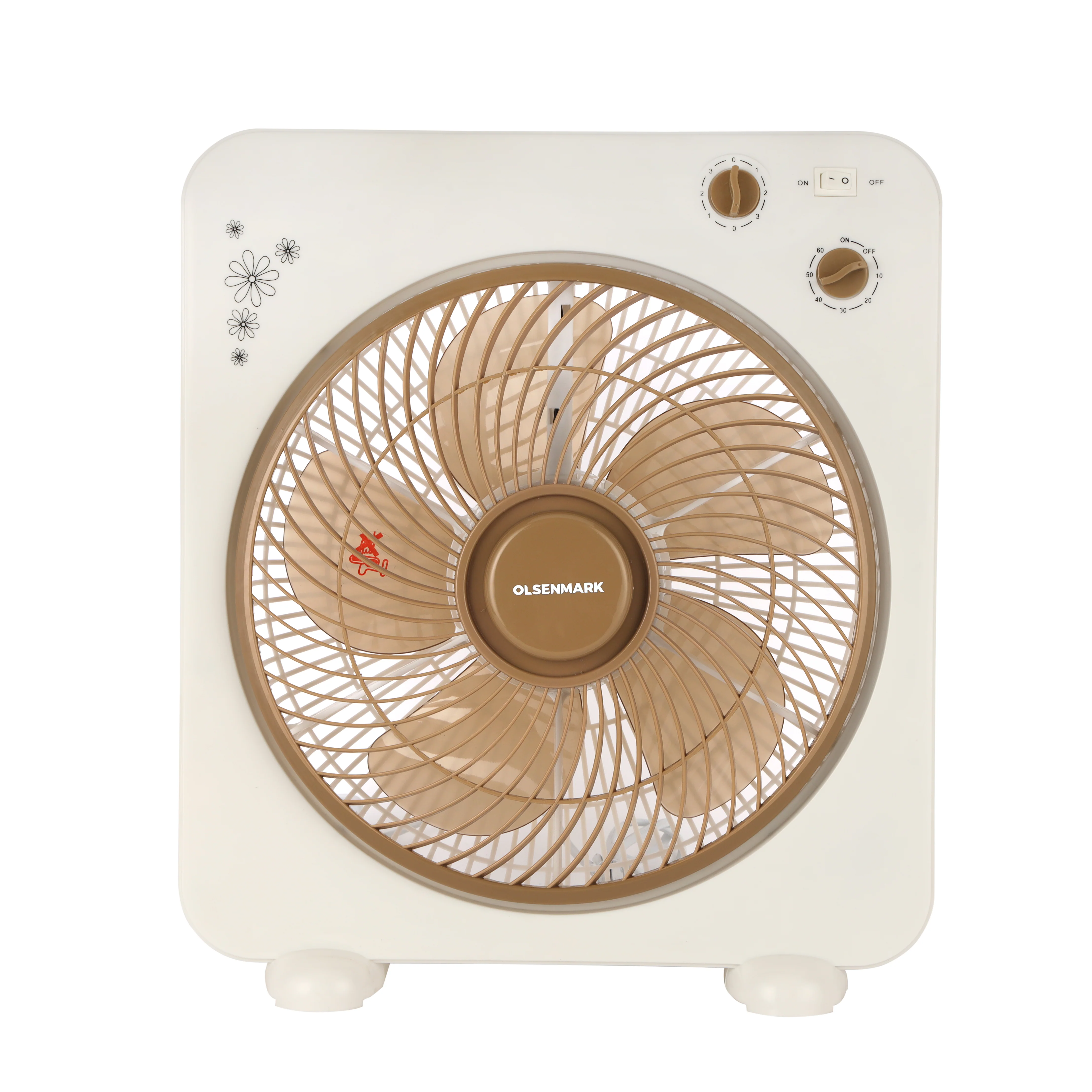 Olsenmark OMF1759 12 Inch Box Fan with Timer Switch| 3 Speed Control, 5 Leaf Blade Design and Powerful Motor| Compact Table Fan for Home, Office and Bedroom Cooling|