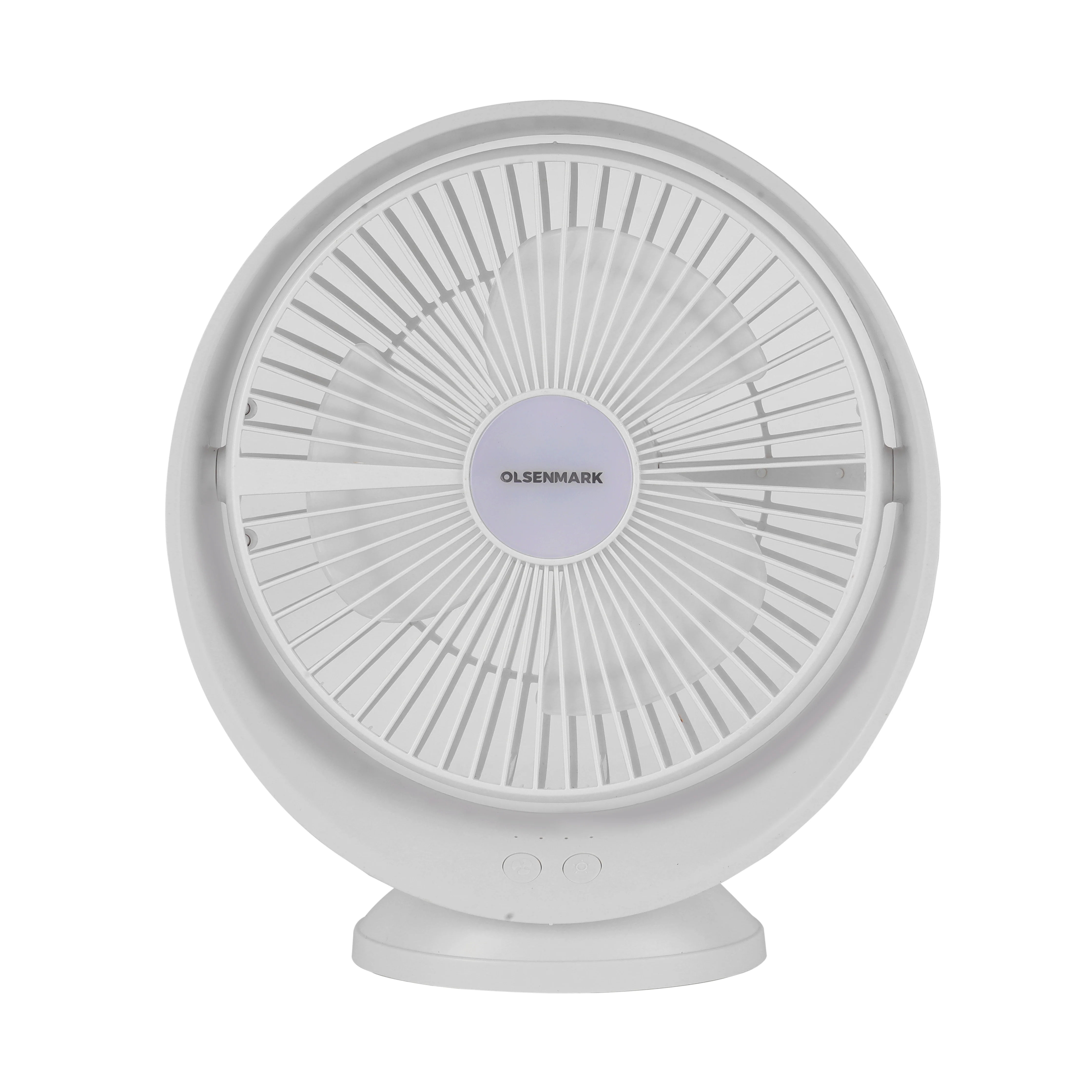Olsenmark OMF1850 8 Inch Rechargeable Table Fan| 3 speed control, USB-C charging & LED night light| battery indicator & up to 9 hours runtime with 6W efficient|